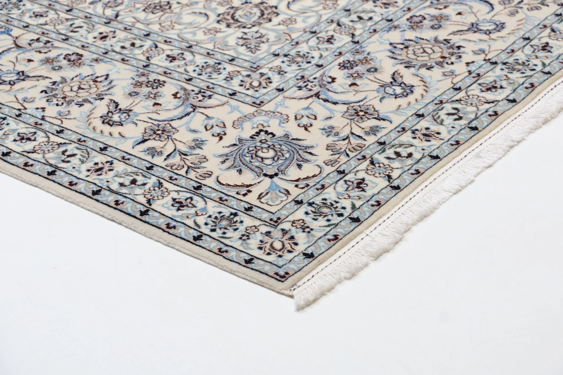 Hand-Knotted Wool & Silk Nain Persian Rug, 208 × 306 cm