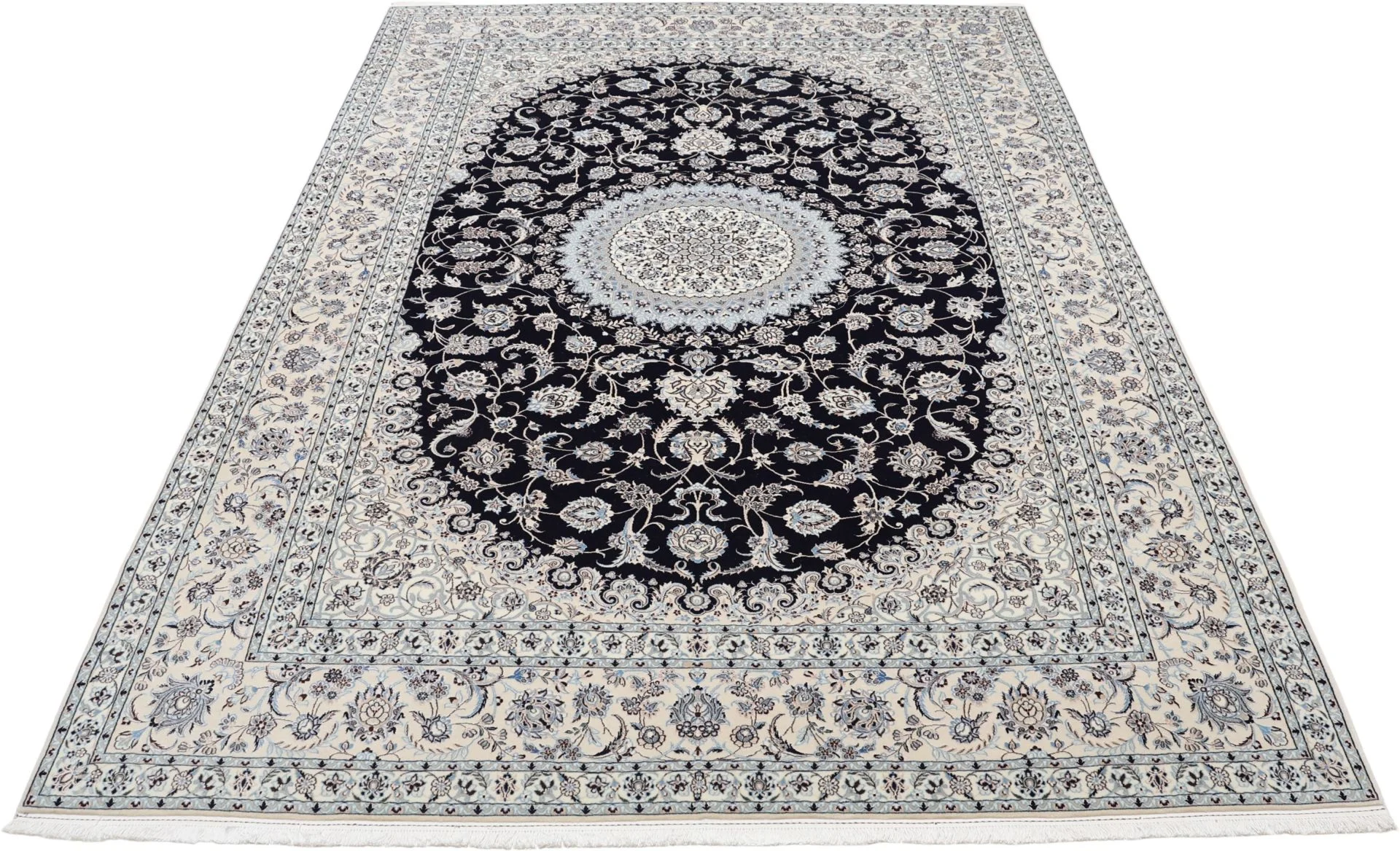 Hand-Knotted Wool & Silk Nain Persian Rug, 208 × 306 cm