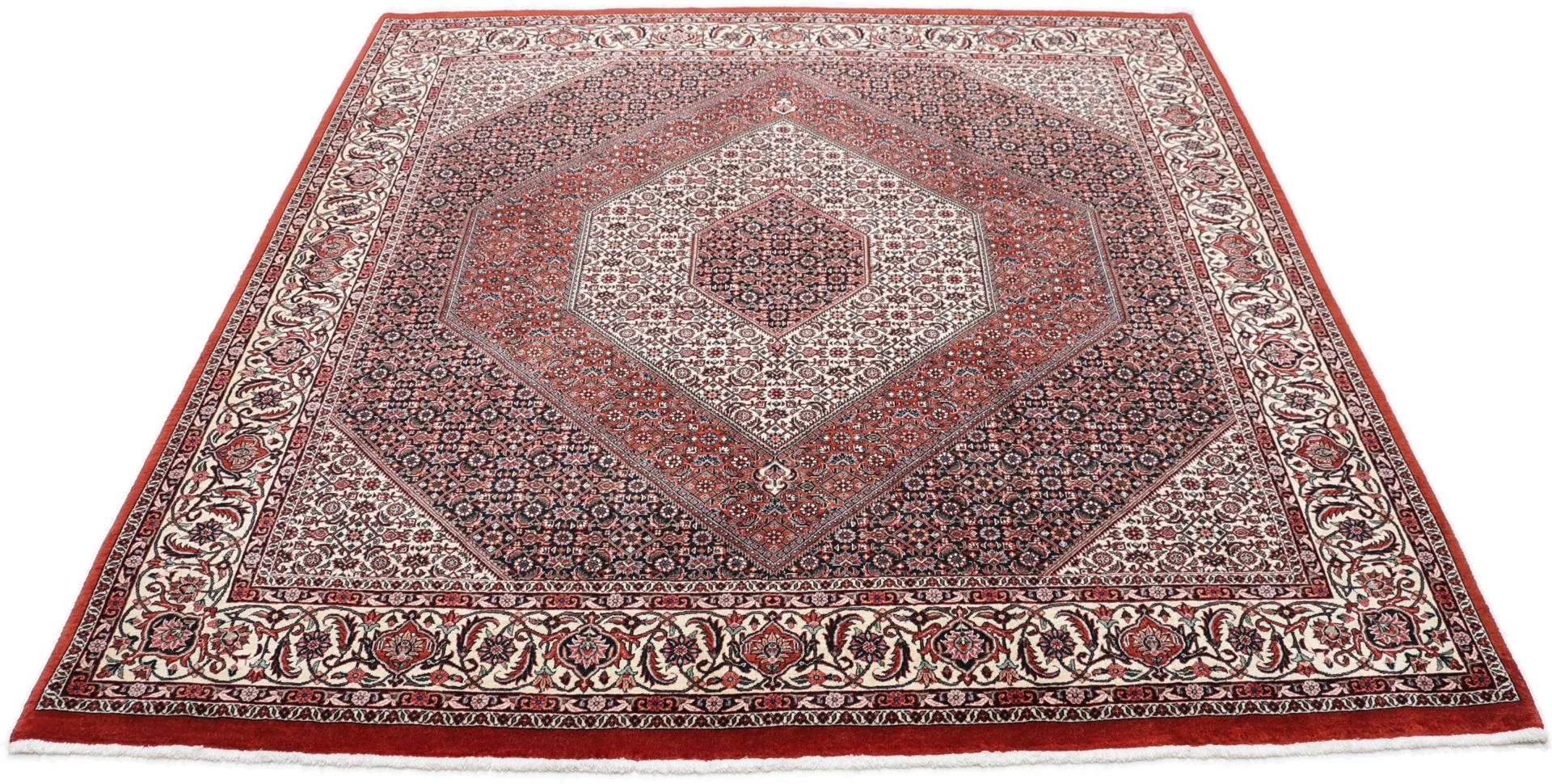 Hand-Knotted Wool & Silk Bijar Persian Rug, 205 × 215 cm
