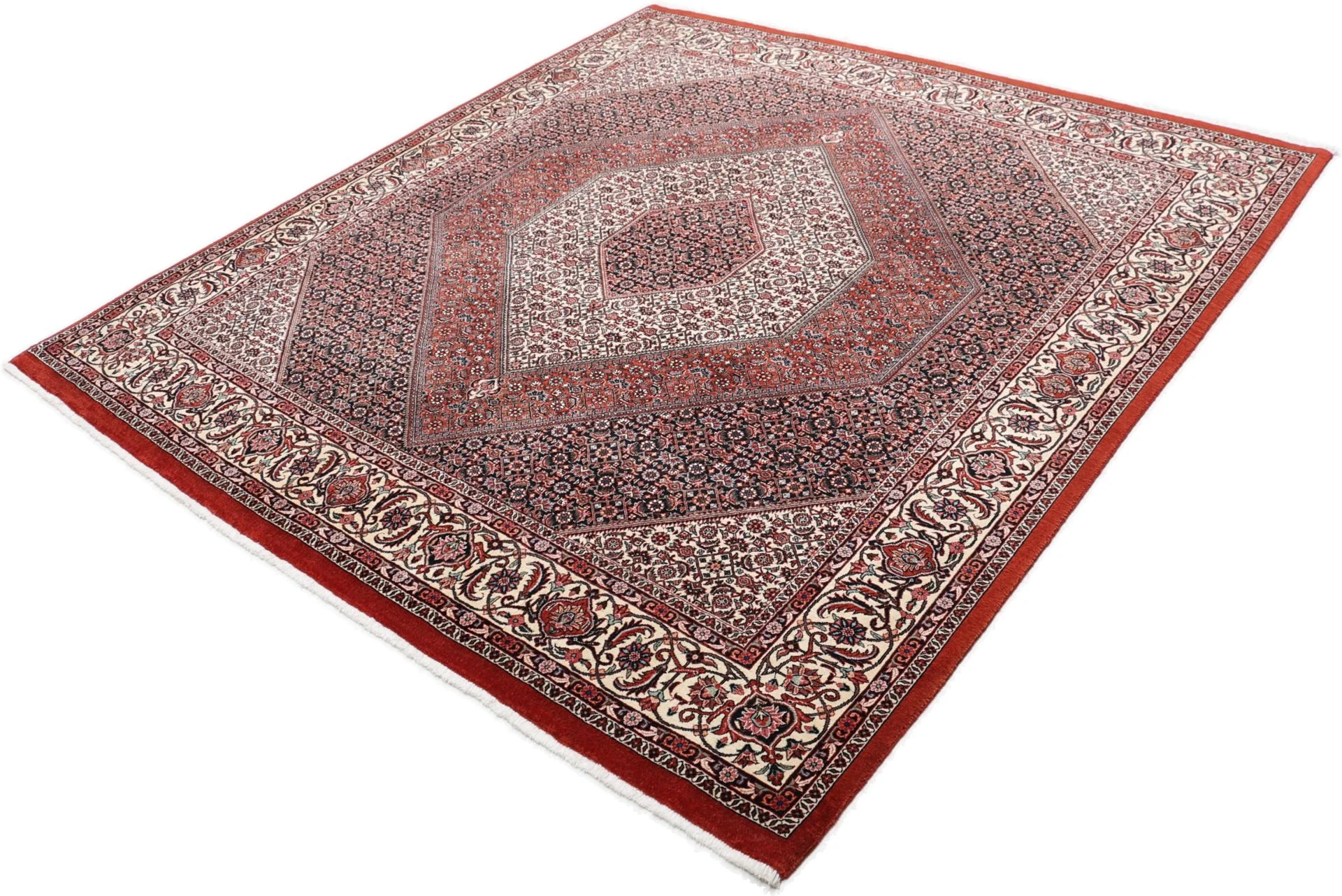 Hand-Knotted Wool & Silk Bijar Persian Rug, 205 × 215 cm