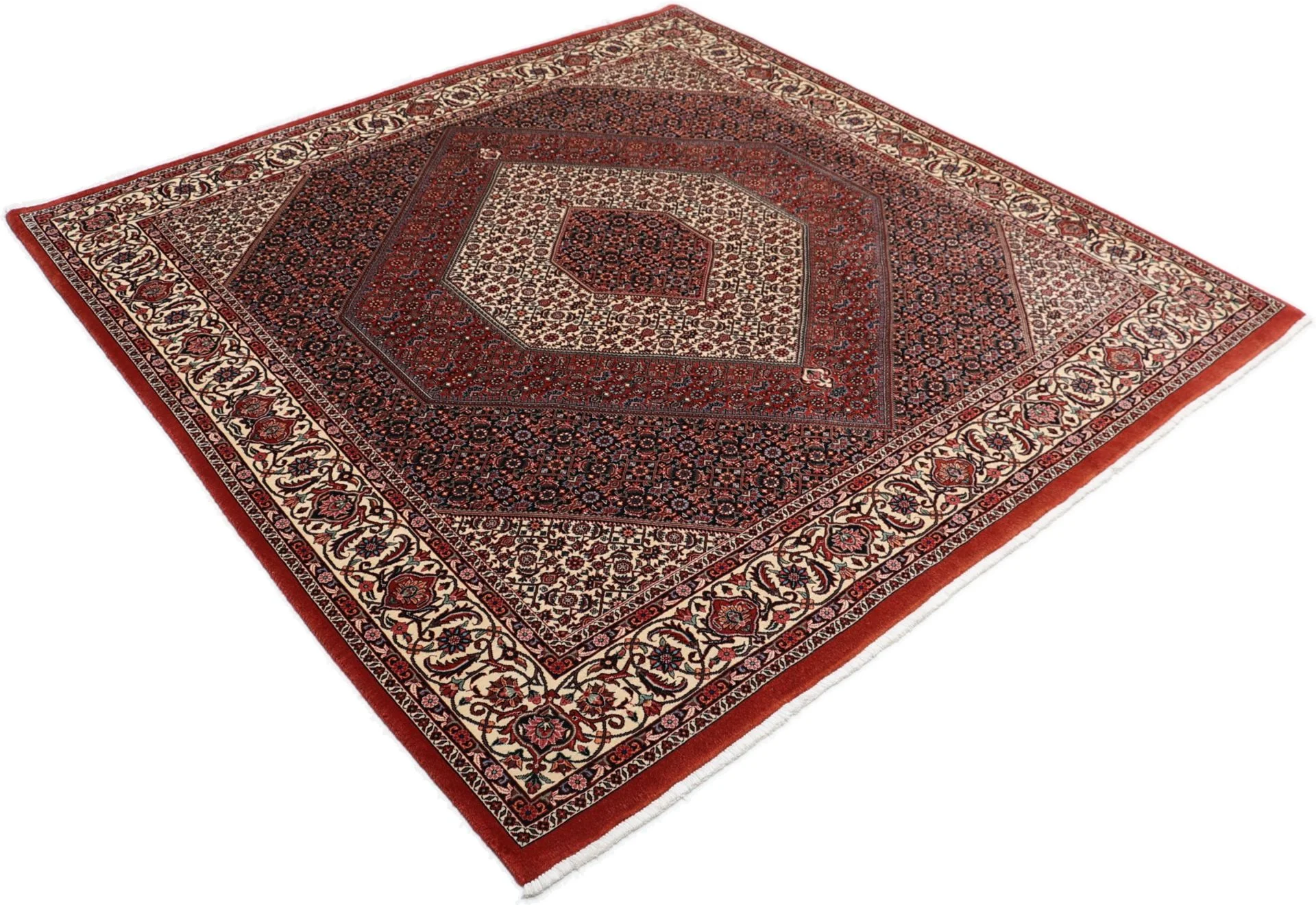 Hand-Knotted Wool & Silk Bijar Persian Rug, 205 × 215 cm