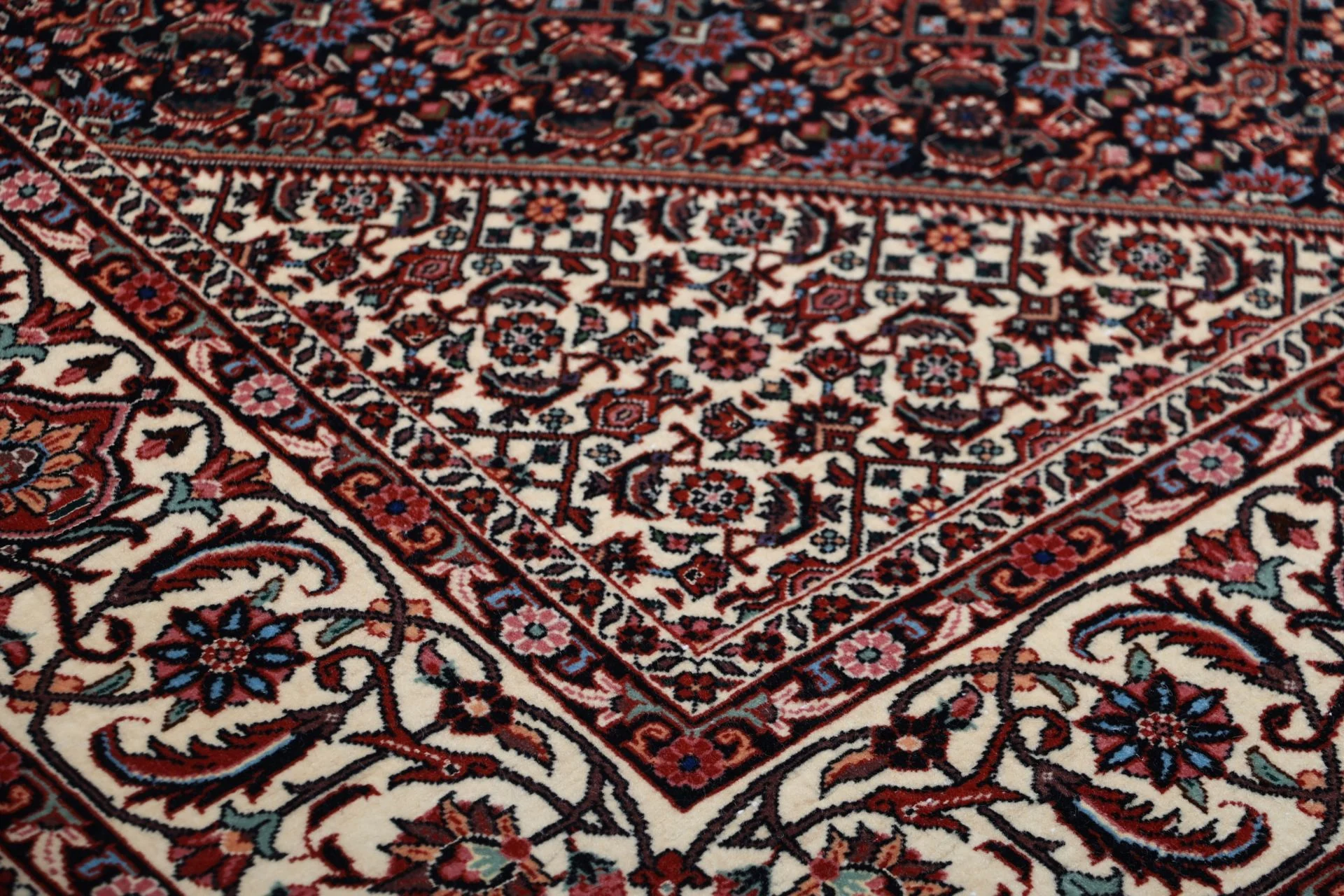 Hand-Knotted Wool & Silk Bijar Persian Rug, 205 × 215 cm