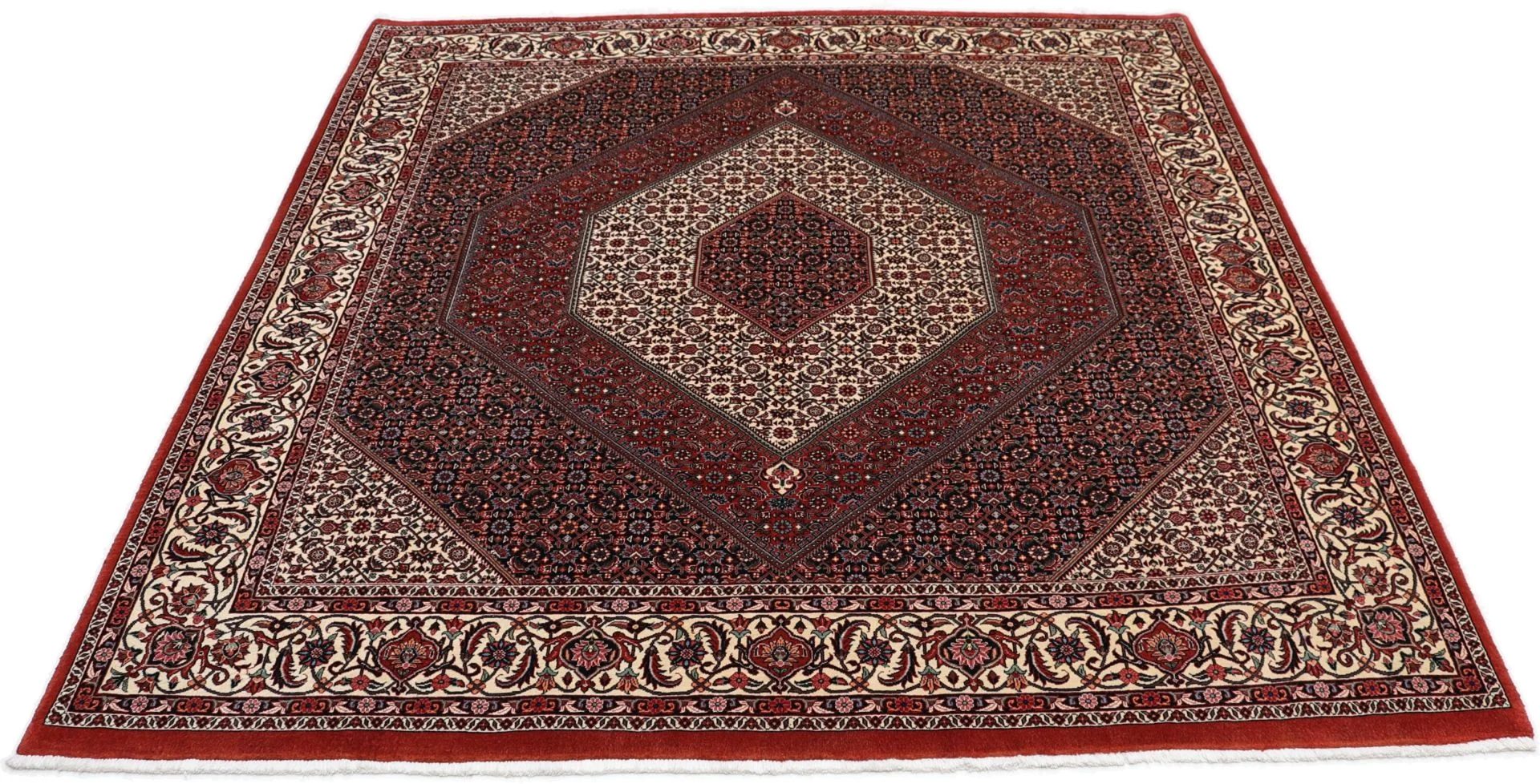 Hand-Knotted Wool & Silk Bijar Persian Rug, 205 × 215 cm