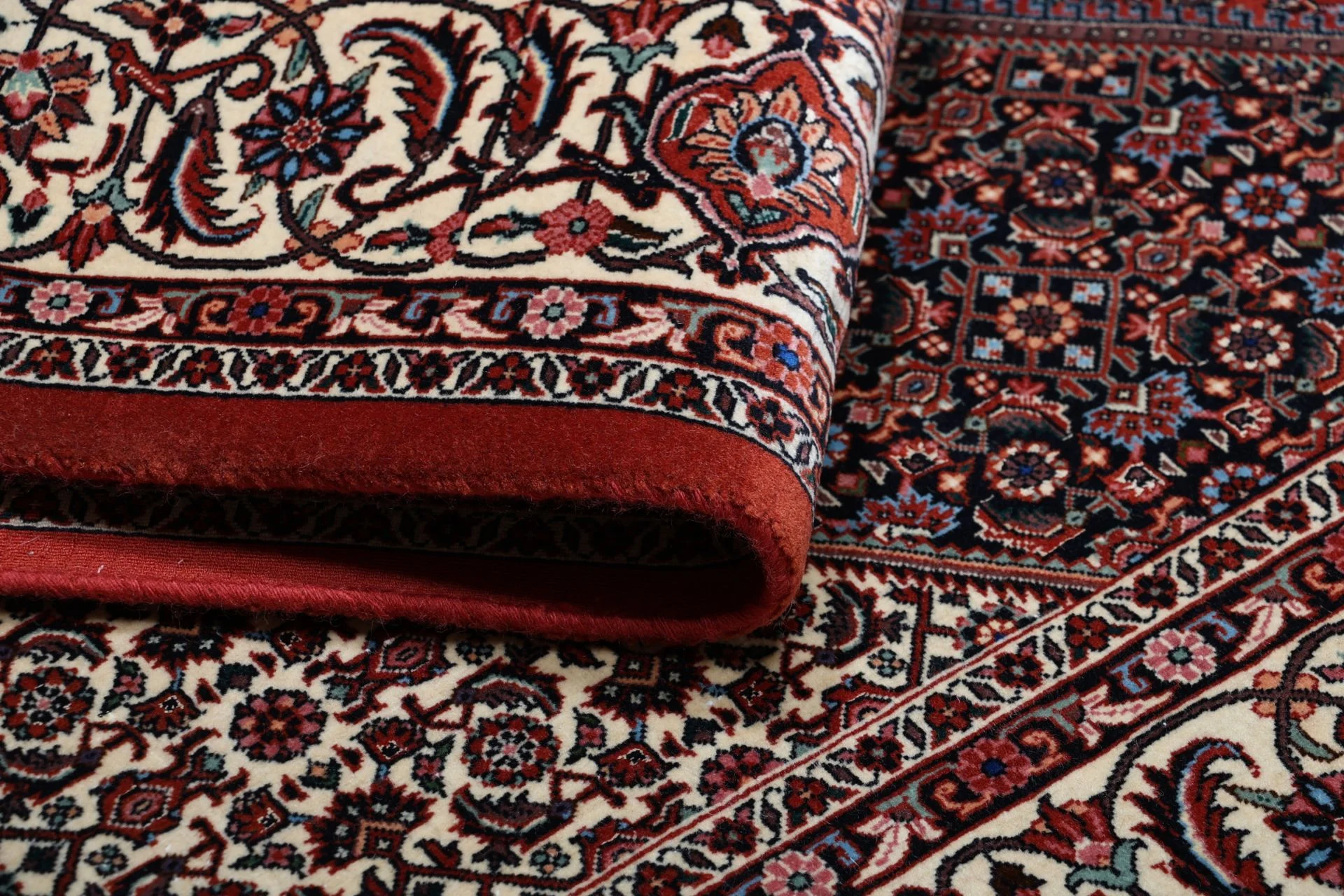 Hand-Knotted Wool & Silk Bijar Persian Rug, 205 × 215 cm
