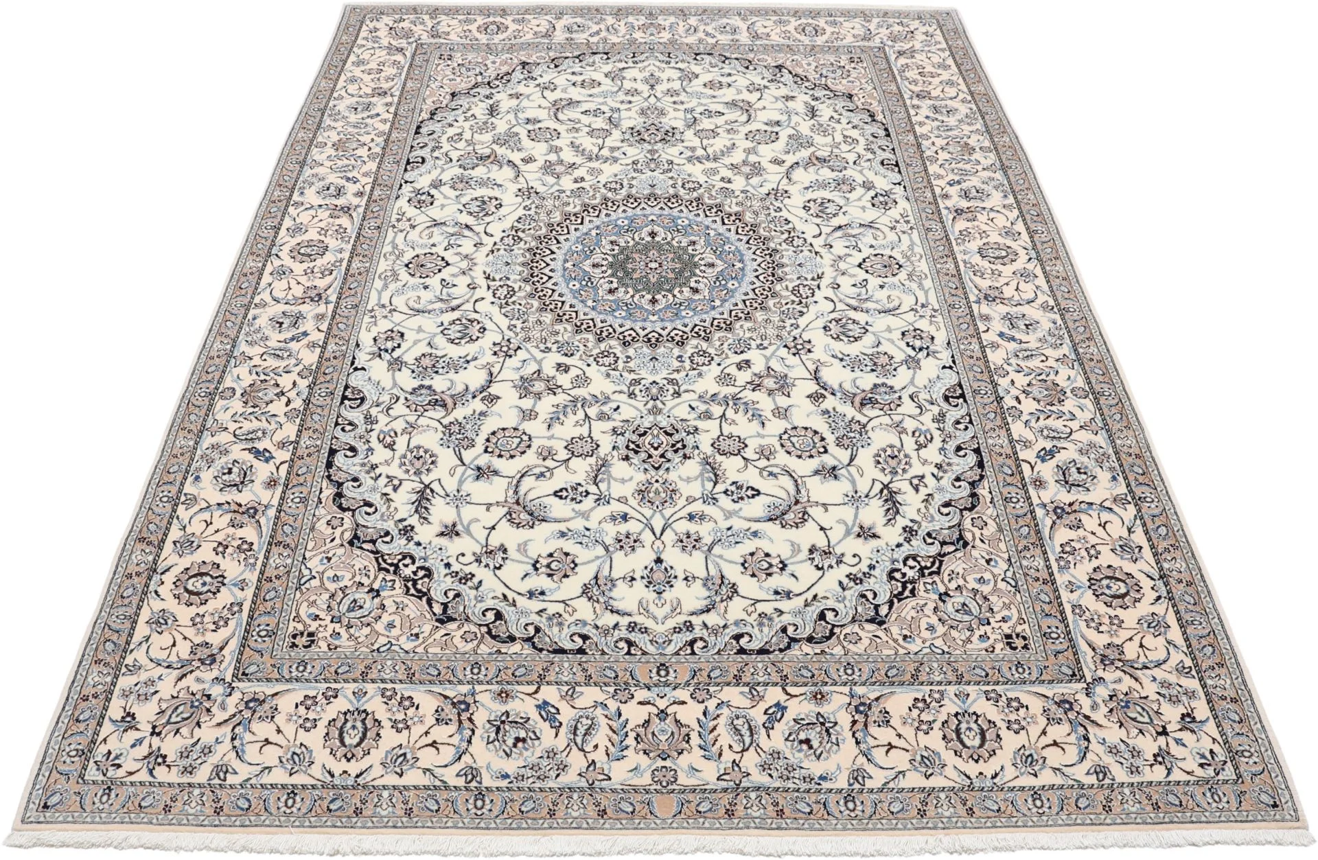 Nain Persian Rug — hand-knotted, 186 × 280 cm, Wool & Silk
