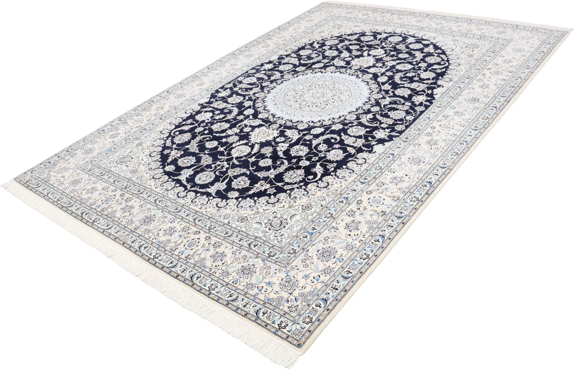 Nain Persian Rug — hand-knotted, 207 × 298 cm, Wool & Silk