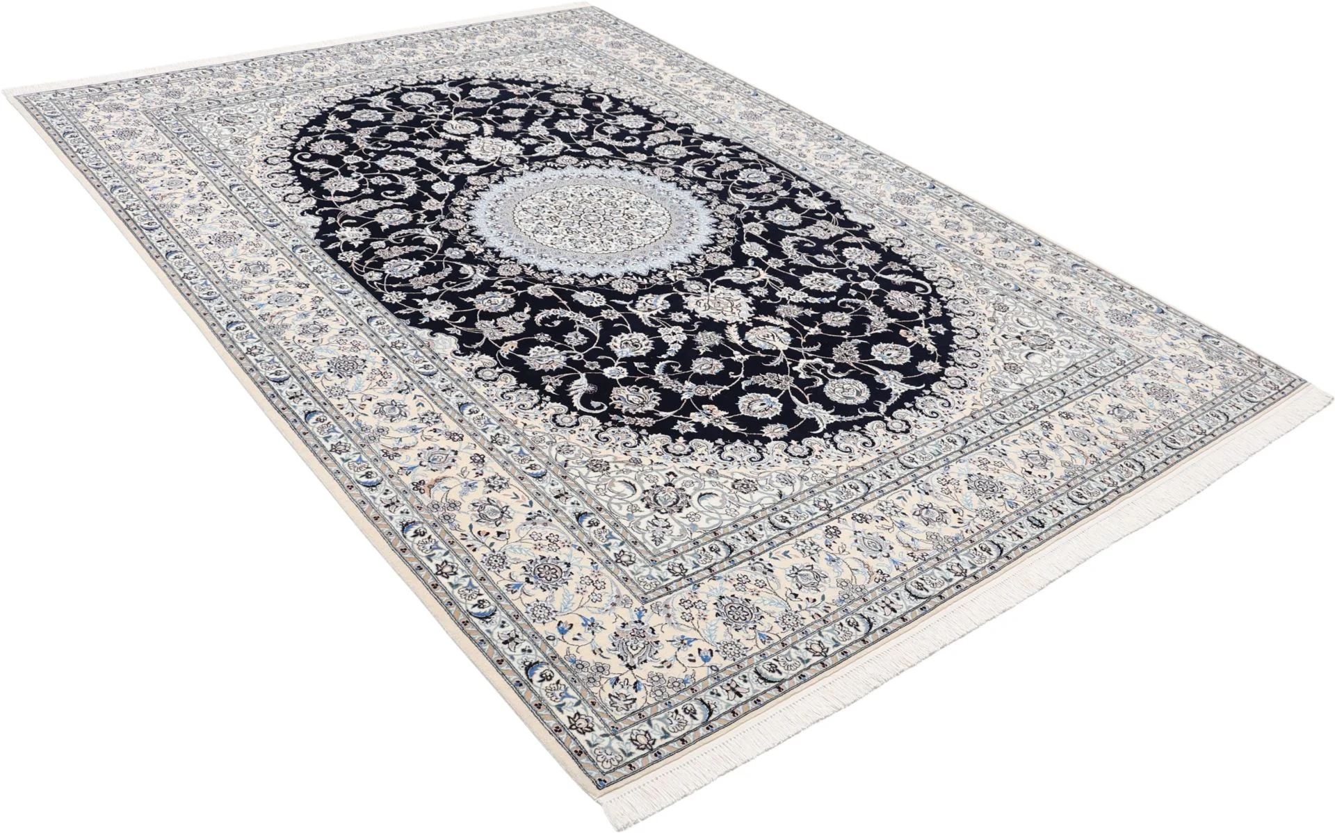 Nain Persian Rug — hand-knotted, 207 × 298 cm, Wool & Silk