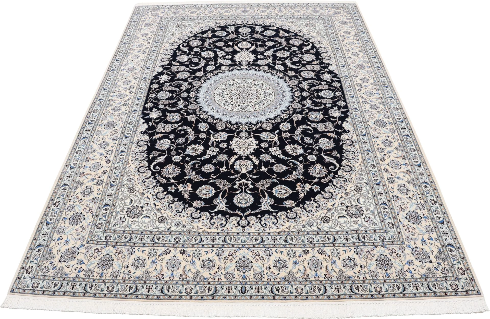 Nain Persian Rug — hand-knotted, 207 × 298 cm, Wool & Silk