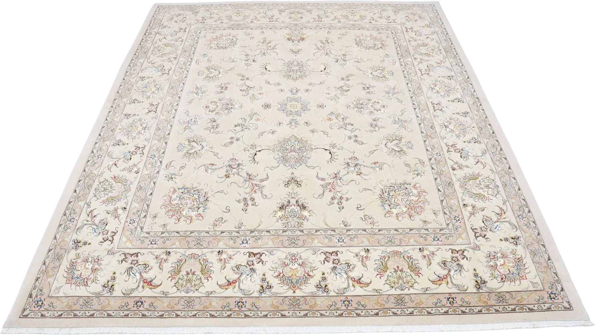 Hand-Knotted Wool & Silk Tabriz Persian Rug, 230 × 285 cm