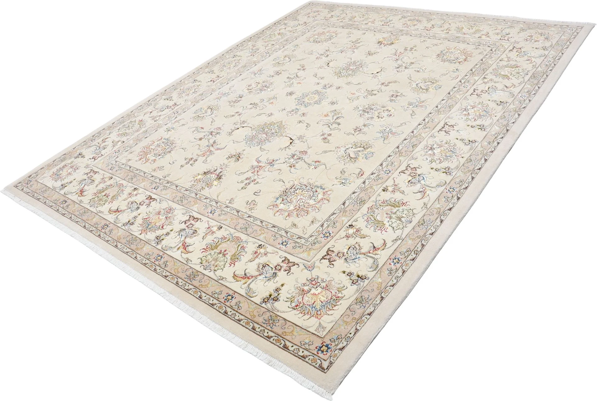 Hand-Knotted Wool & Silk Tabriz Persian Rug, 230 × 285 cm