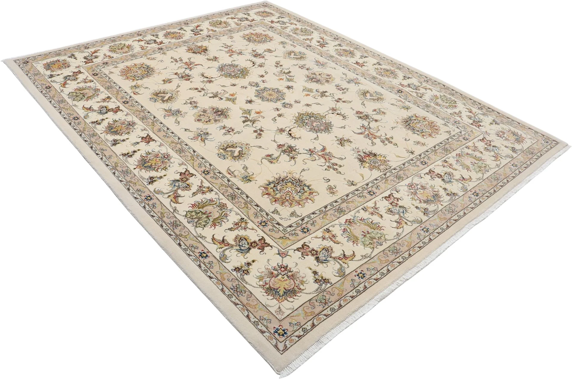 Hand-Knotted Wool & Silk Tabriz Persian Rug, 230 × 285 cm