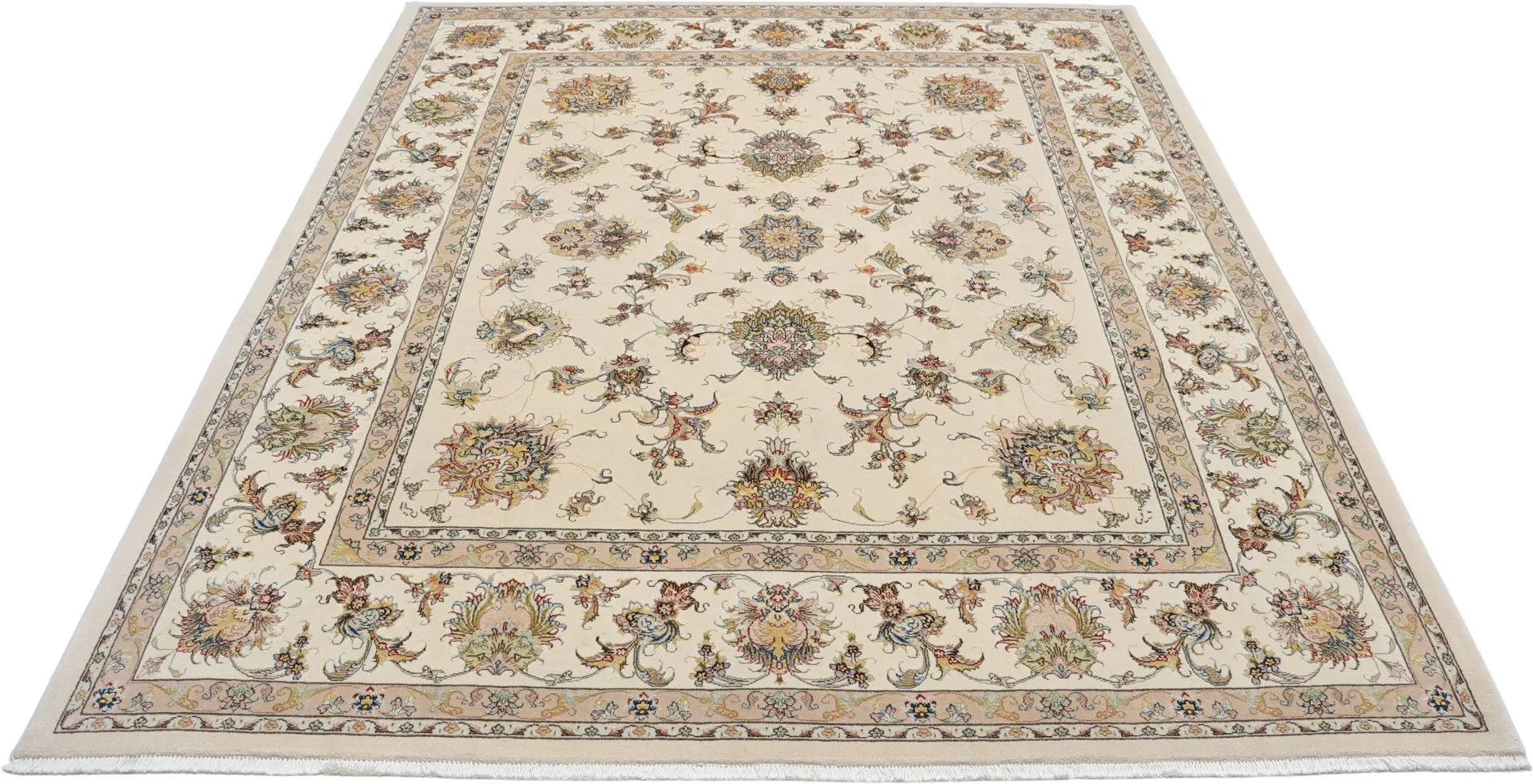 Hand-Knotted Wool & Silk Tabriz Persian Rug, 230 × 285 cm