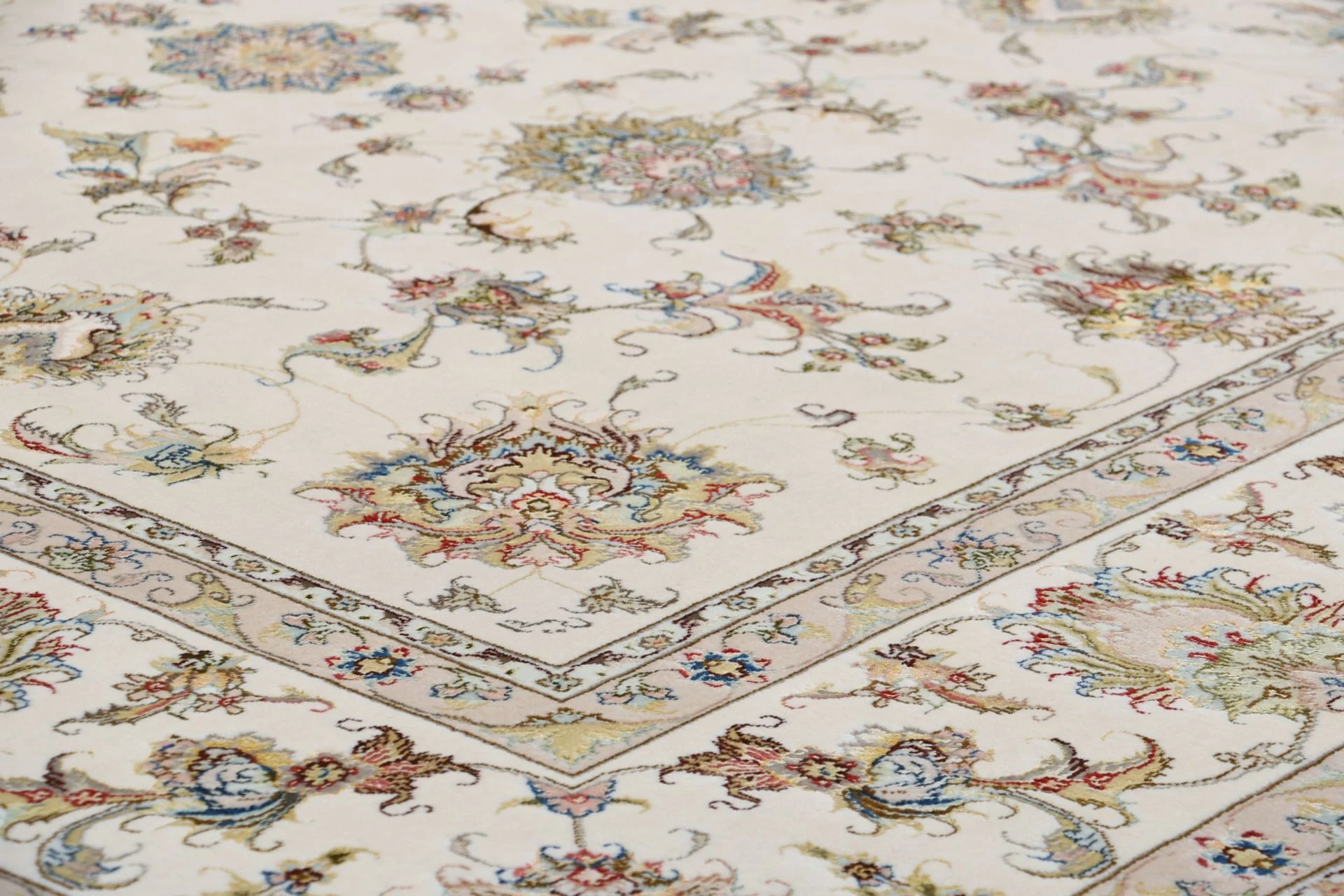 Hand-Knotted Wool & Silk Tabriz Persian Rug, 230 × 285 cm