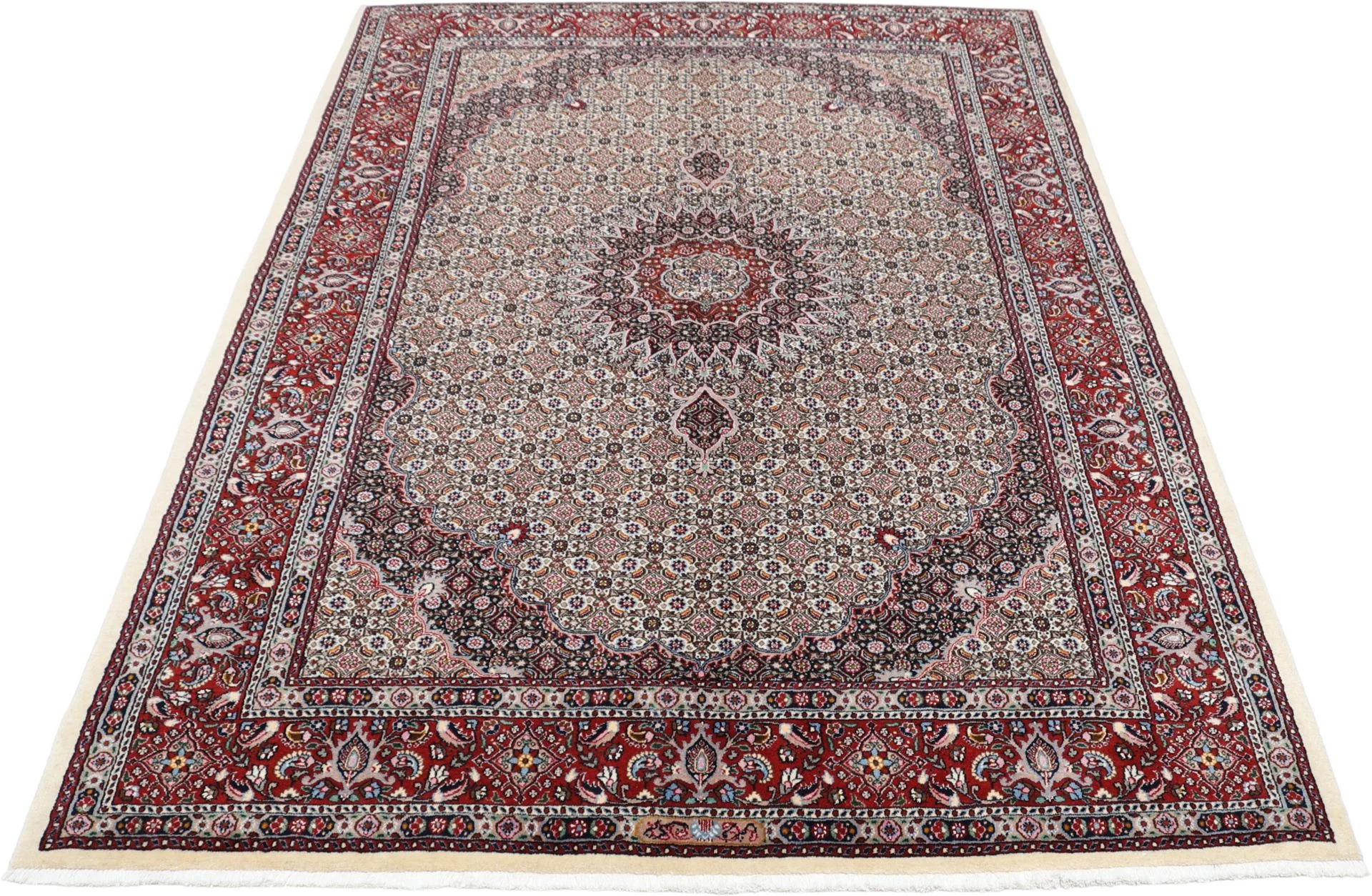 Hand-Knotted Wool & Silk Moud Persian Rug, 170 × 240 cm