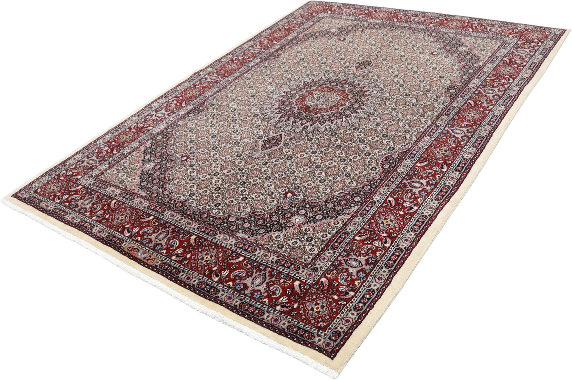 Hand-Knotted Wool & Silk Moud Persian Rug, 170 × 240 cm