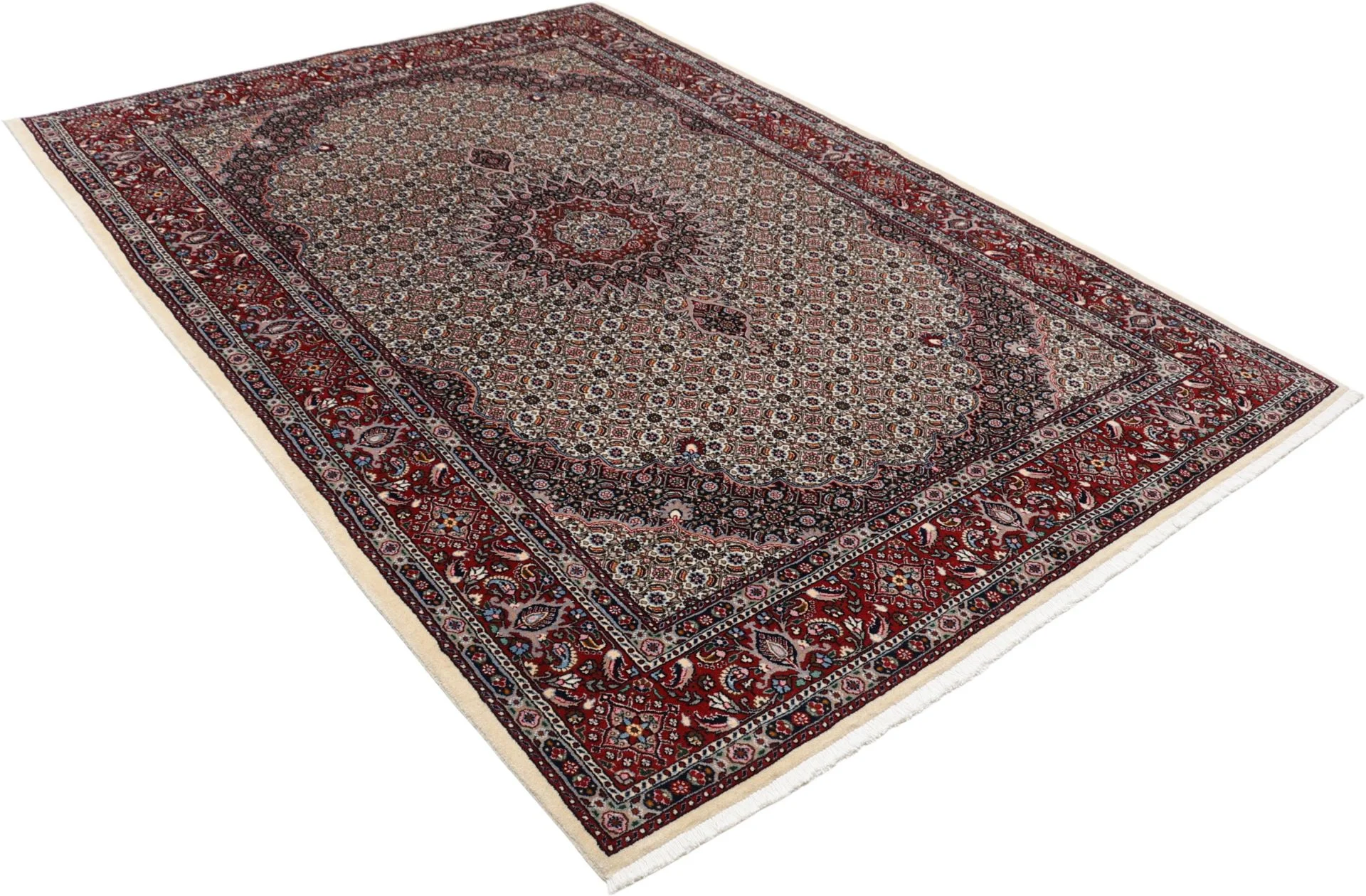 Hand-Knotted Wool & Silk Moud Persian Rug, 170 × 240 cm