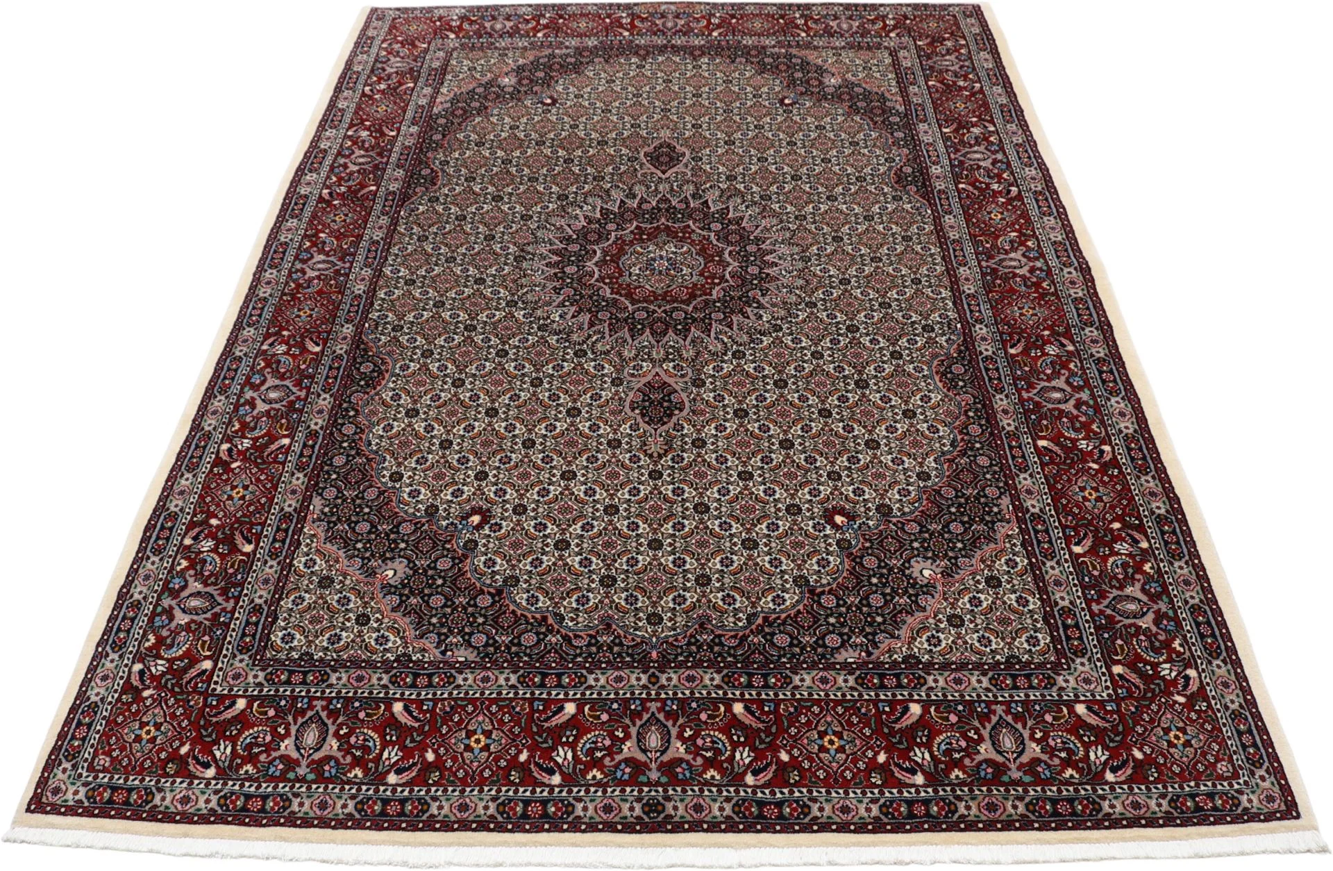 Hand-Knotted Wool & Silk Moud Persian Rug, 170 × 240 cm