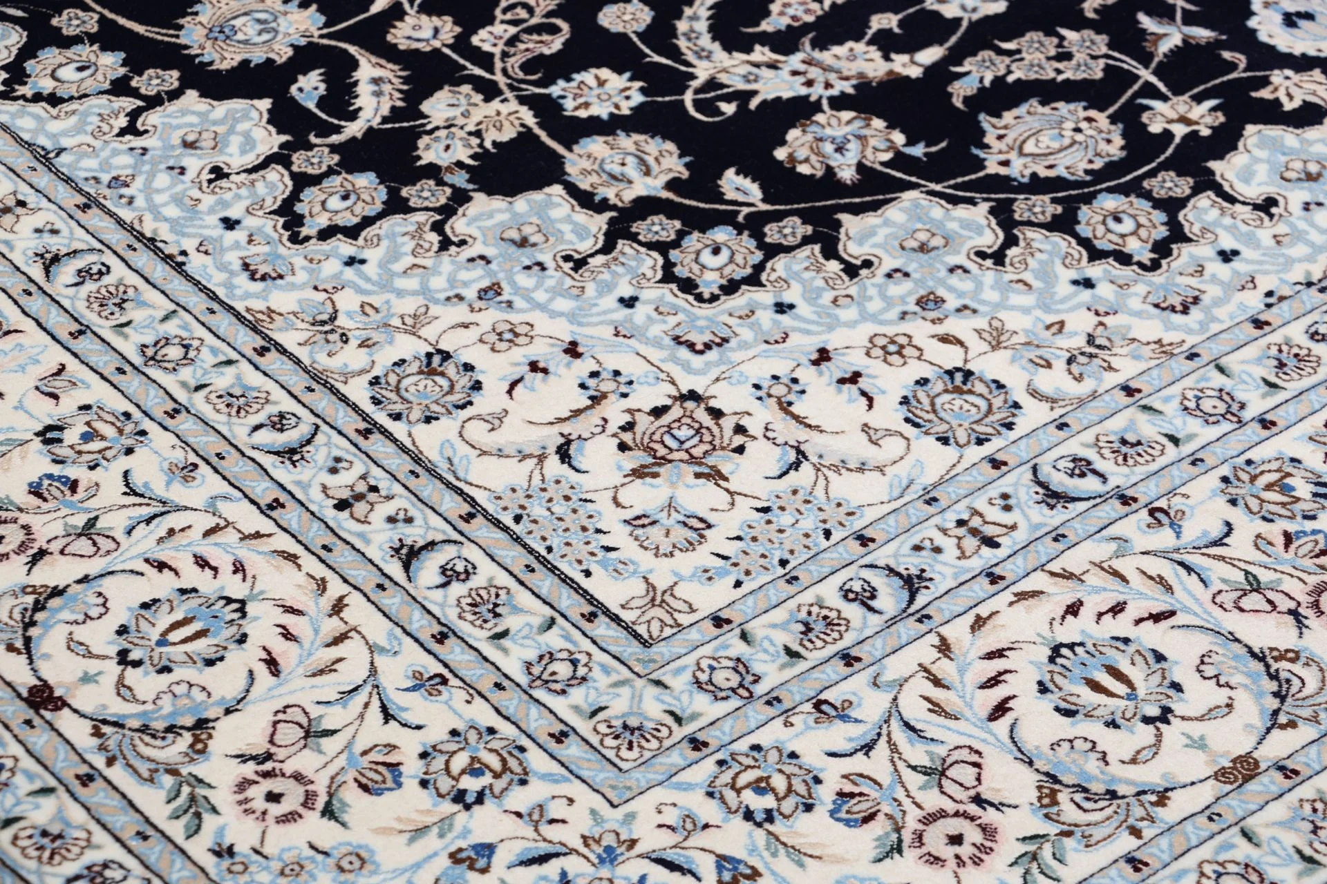 Hand-Knotted Wool & Silk Nain Persian Rug, 205 × 260 cm