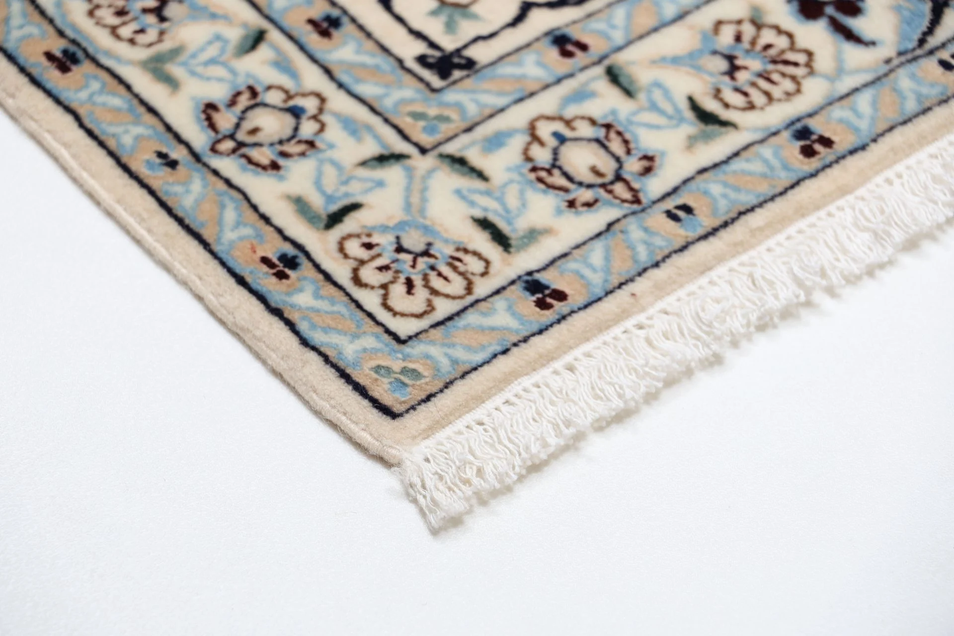 Hand-Knotted Wool & Silk Nain Persian Rug, 205 × 260 cm