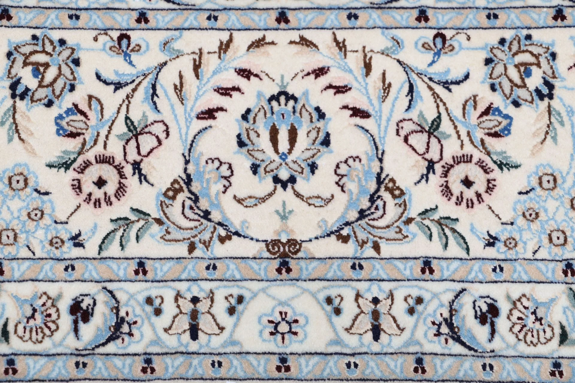 Hand-Knotted Wool & Silk Nain Persian Rug, 205 × 260 cm