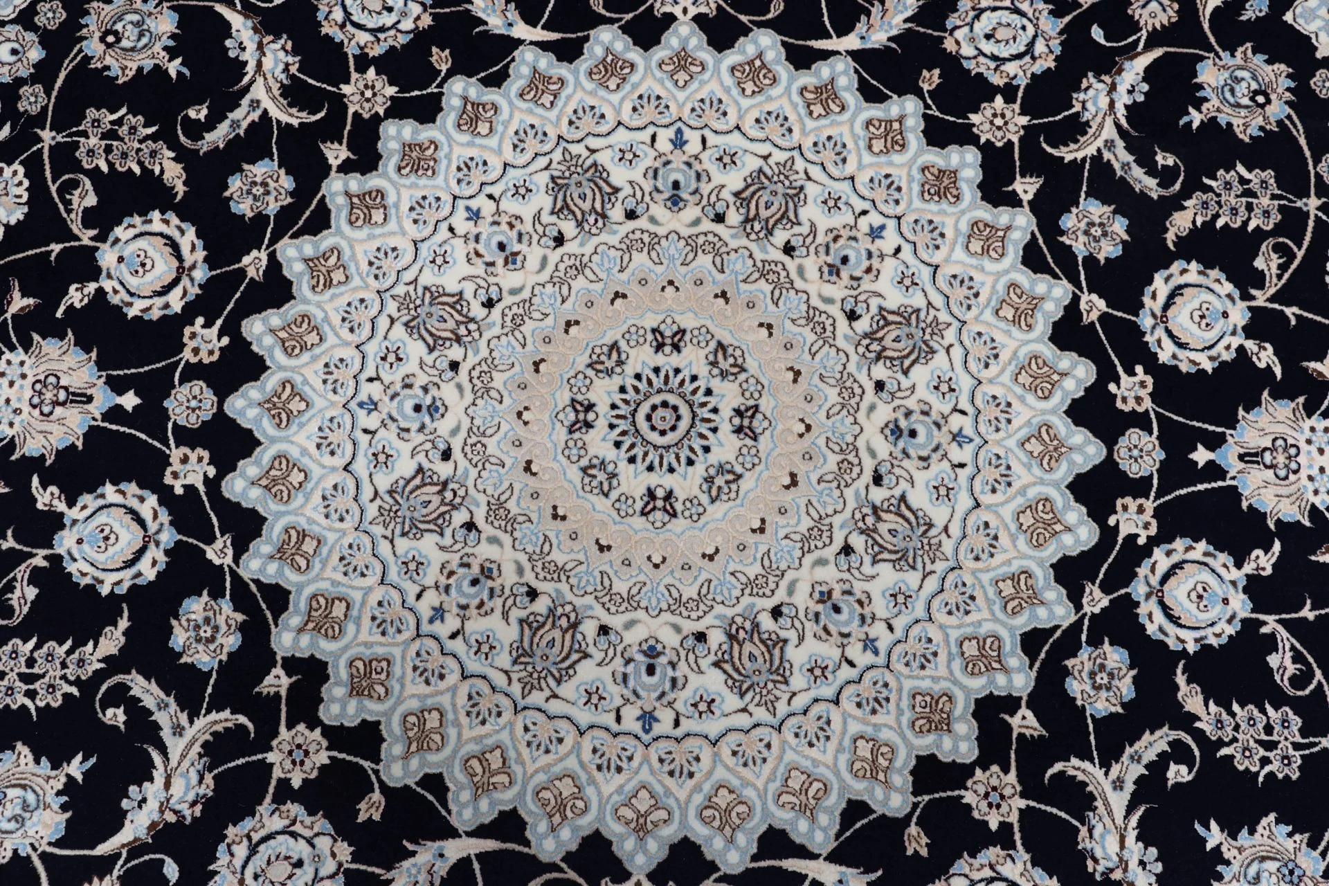 Hand-Knotted Wool & Silk Nain Persian Rug, 205 × 260 cm