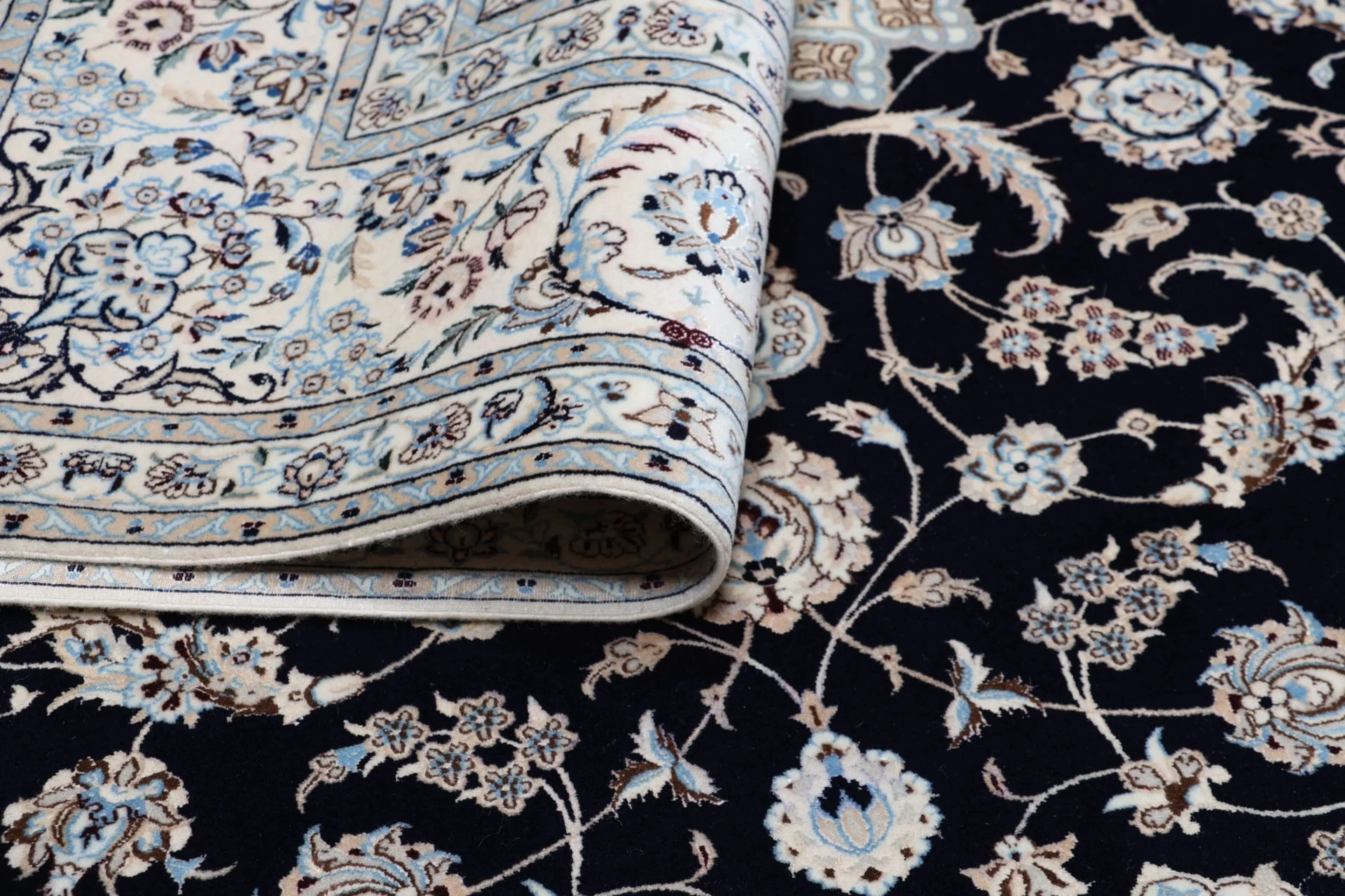 Hand-Knotted Wool & Silk Nain Persian Rug, 205 × 260 cm