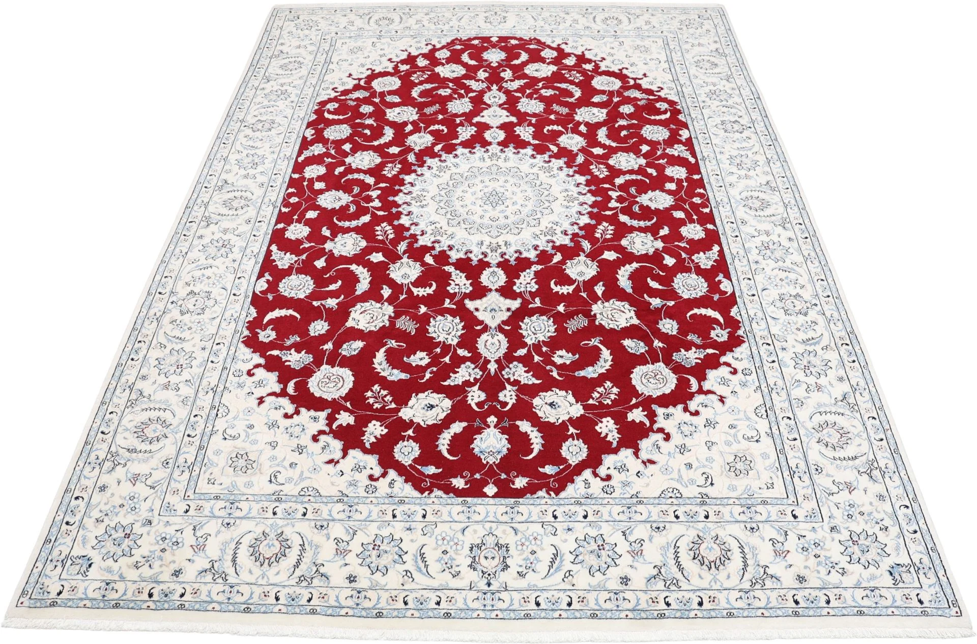 Hand-Knotted Wool & Silk Nain Persian Rug, 200 × 290 cm