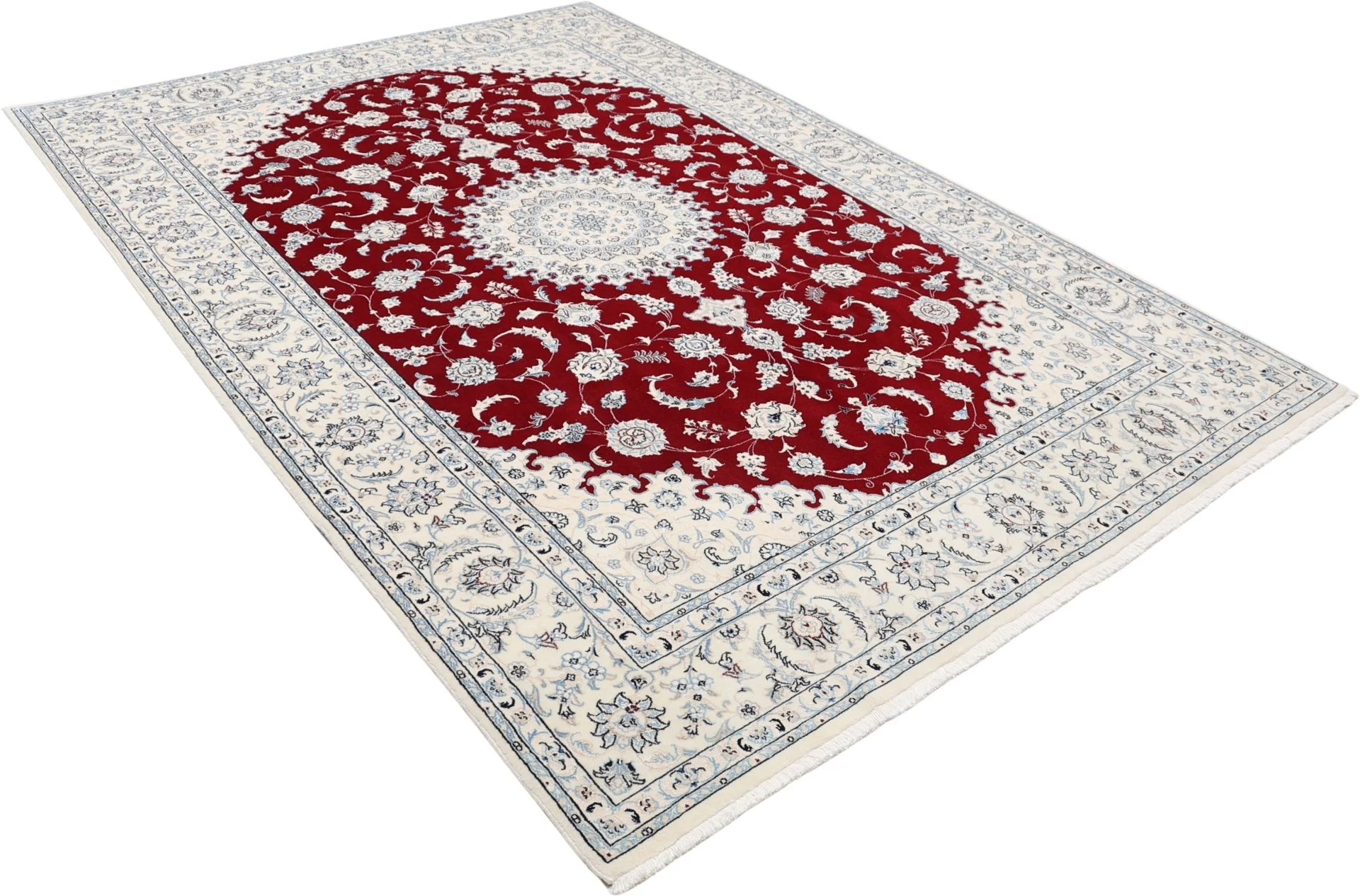 Hand-Knotted Wool & Silk Nain Persian Rug, 200 × 290 cm