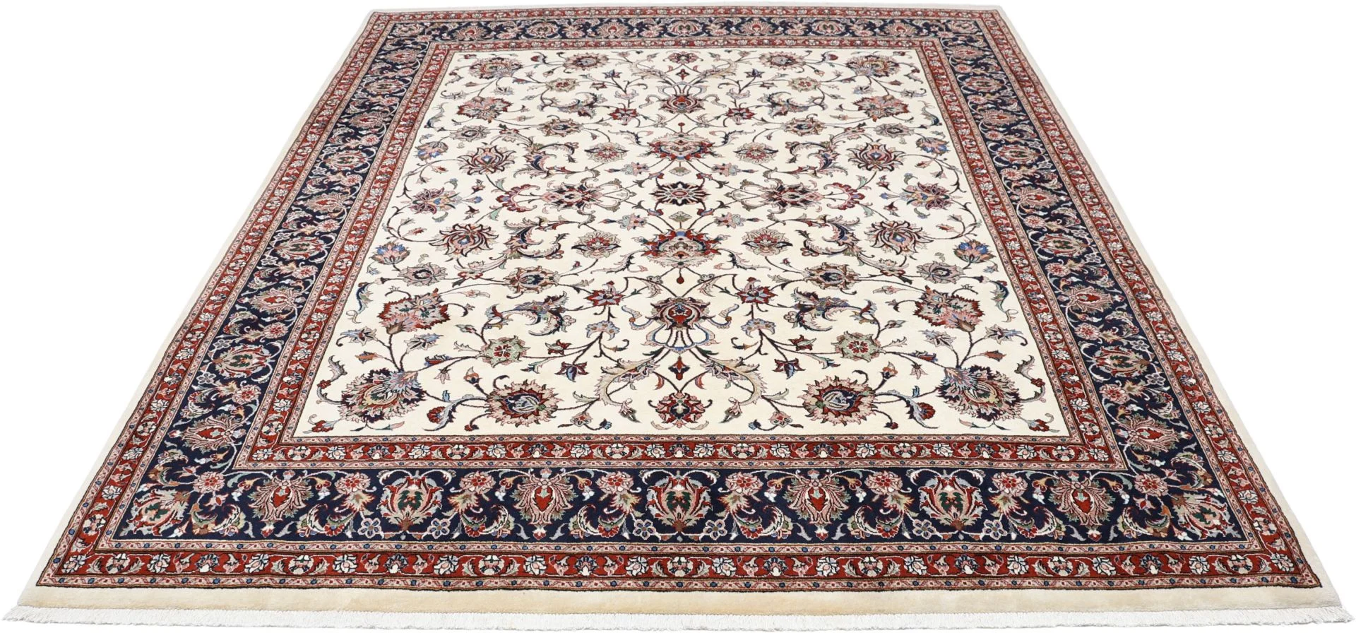 Hand-Knotted Wool & Silk Sarouk Persian Rug, 248 × 302 cm
