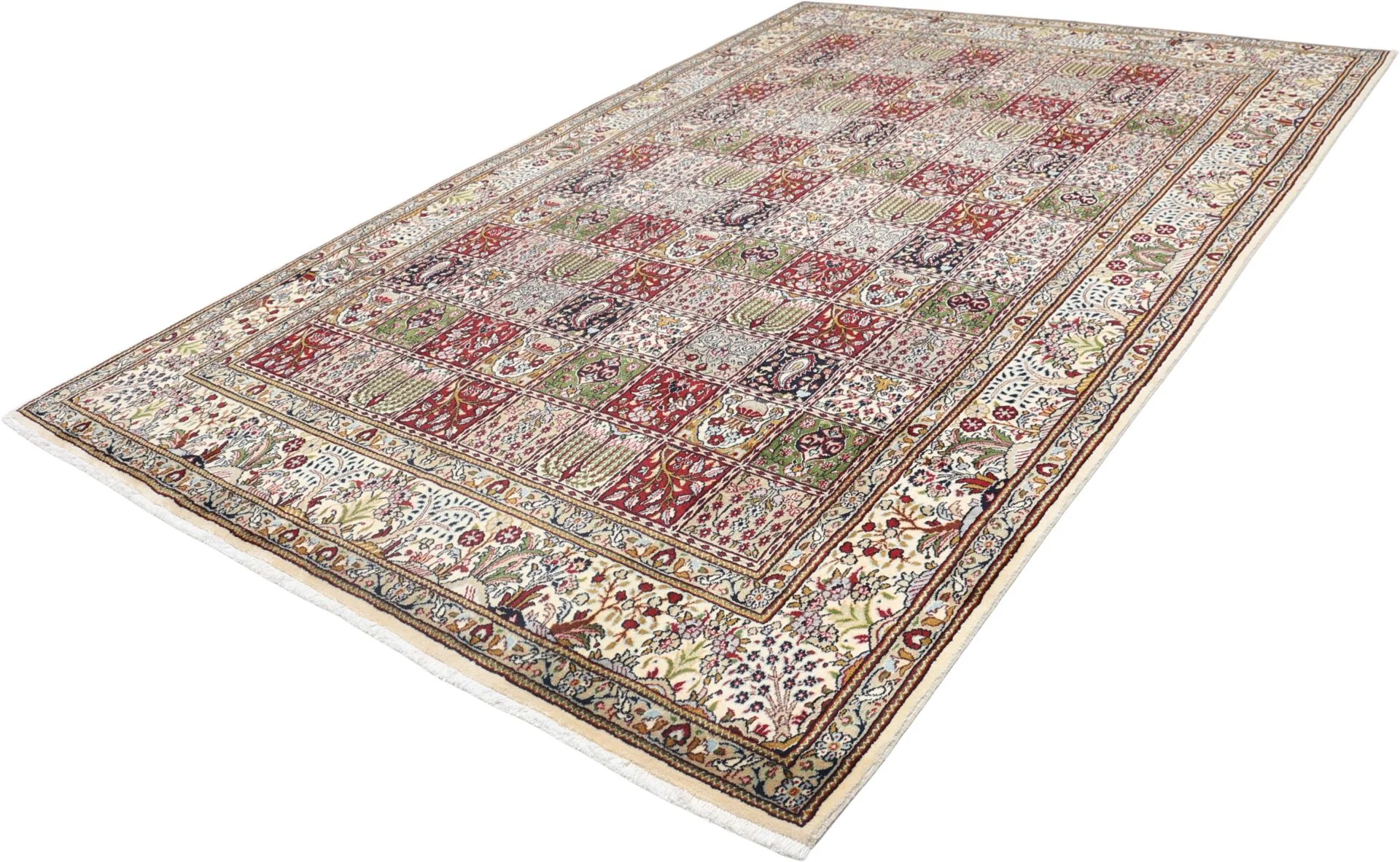 Hand-Knotted Wool Moud Persian Rug, 197 × 306 cm