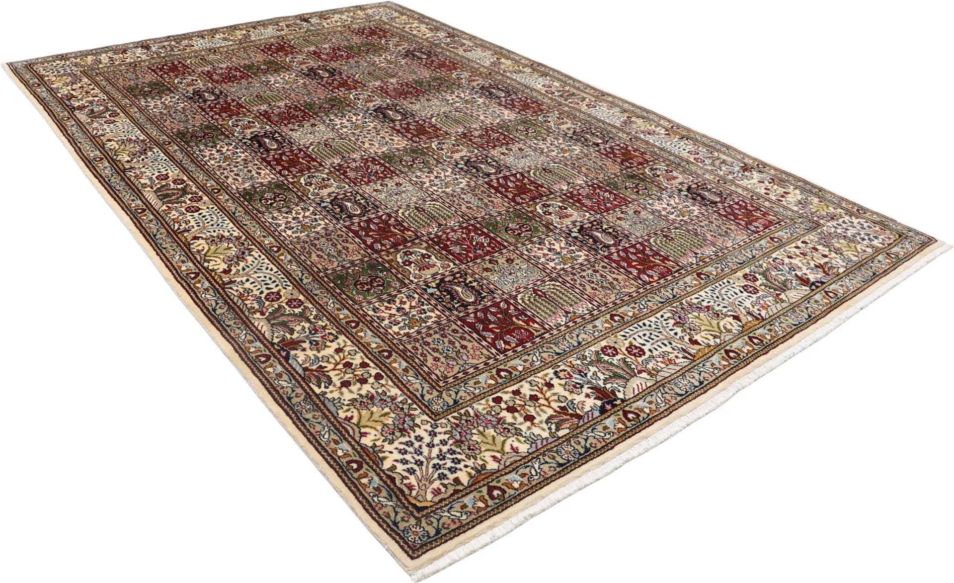 Hand-Knotted Wool Moud Persian Rug, 197 × 306 cm