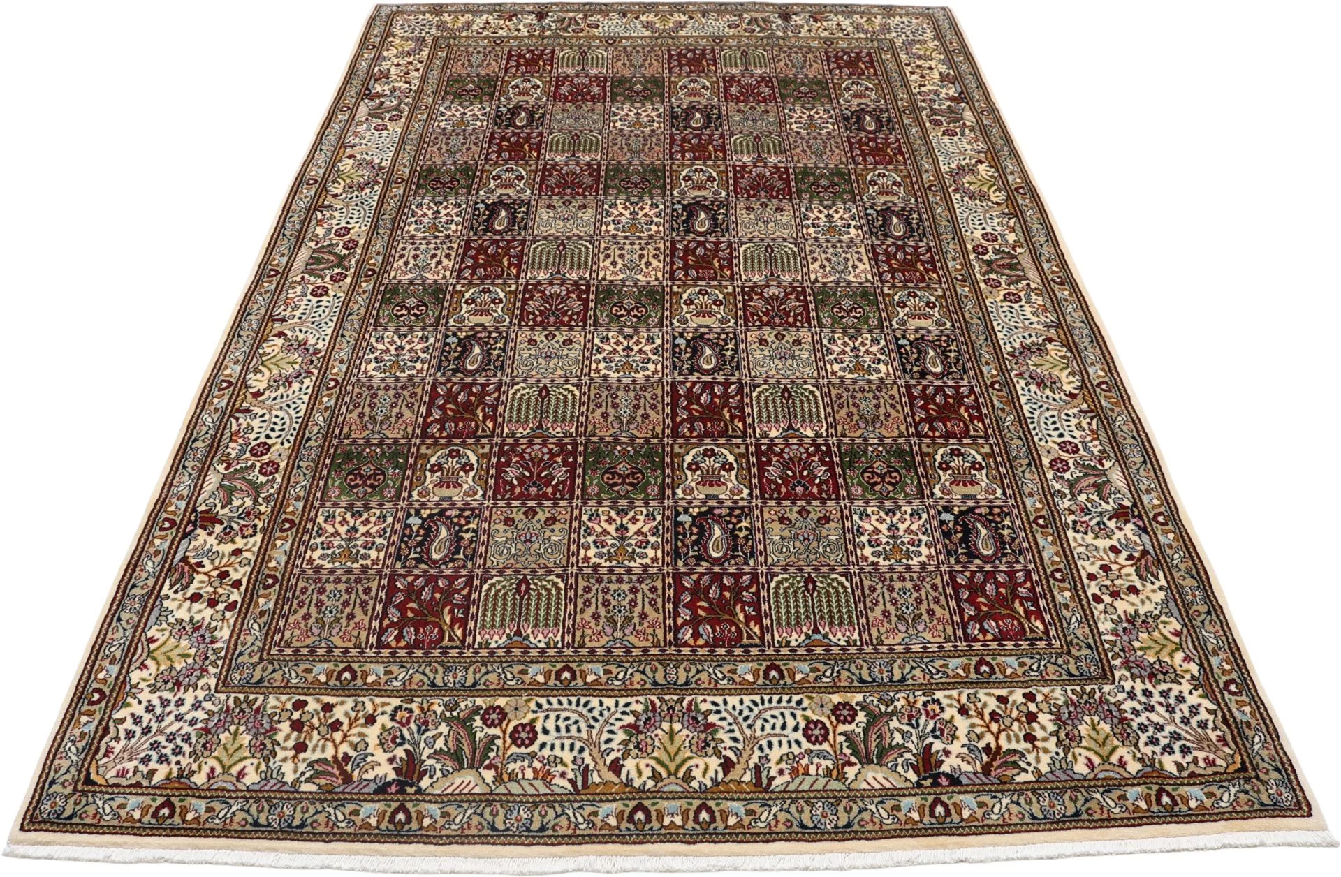 Hand-Knotted Wool Moud Persian Rug, 197 × 306 cm