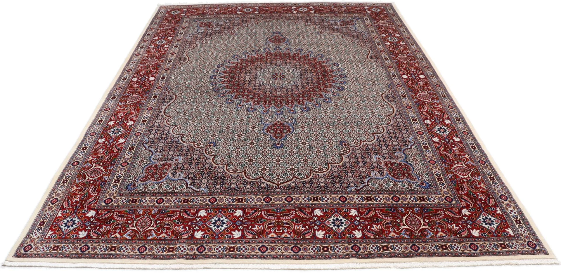 Hand-Knotted Wool Moud Persian Rug, 247 × 355 cm