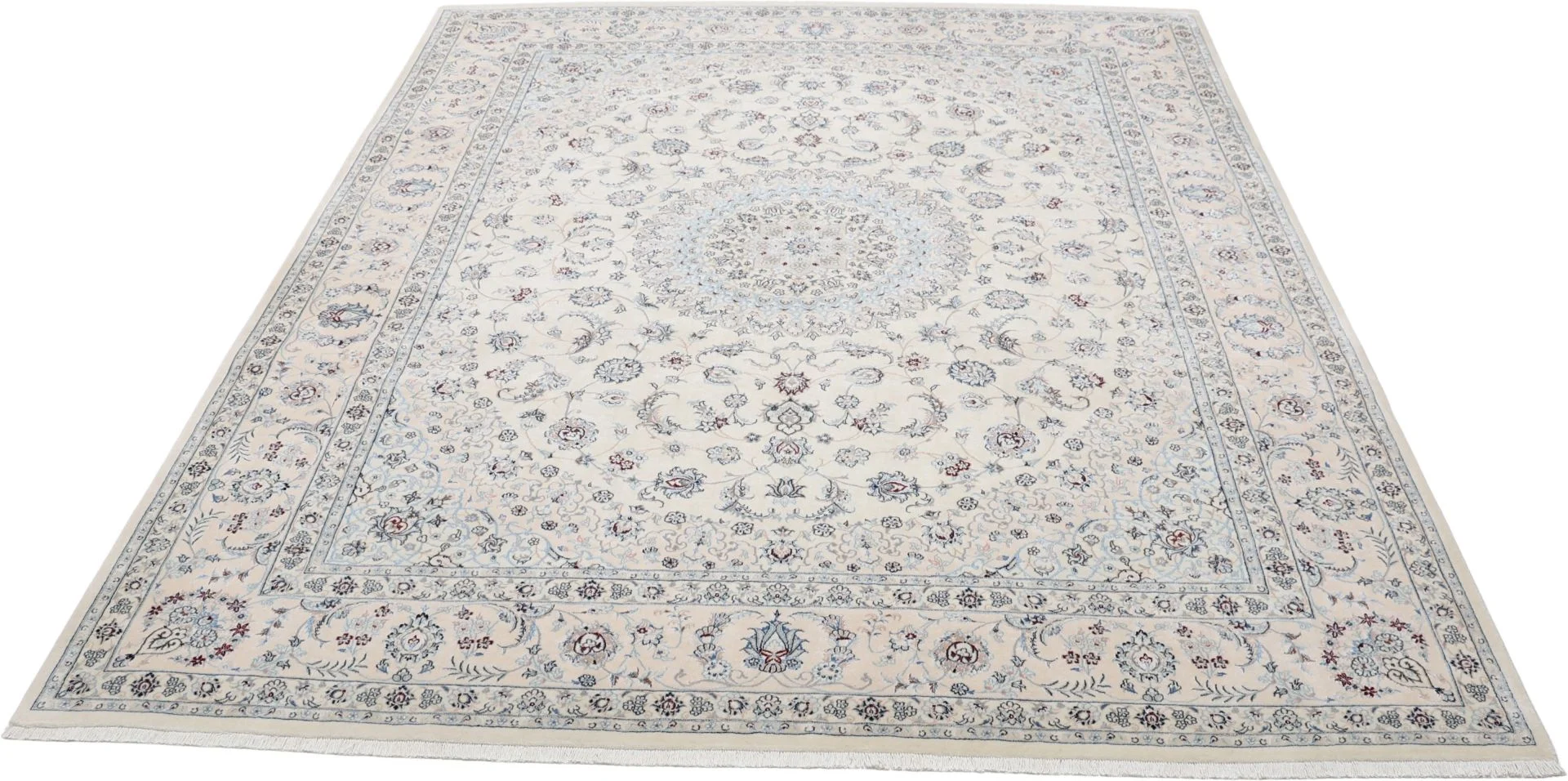 Nain Persian Rug — hand-knotted, 198 × 243 cm, Wool & Silk