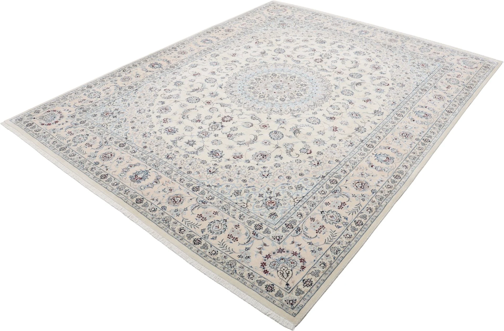 Nain Persian Rug — hand-knotted, 198 × 243 cm, Wool & Silk