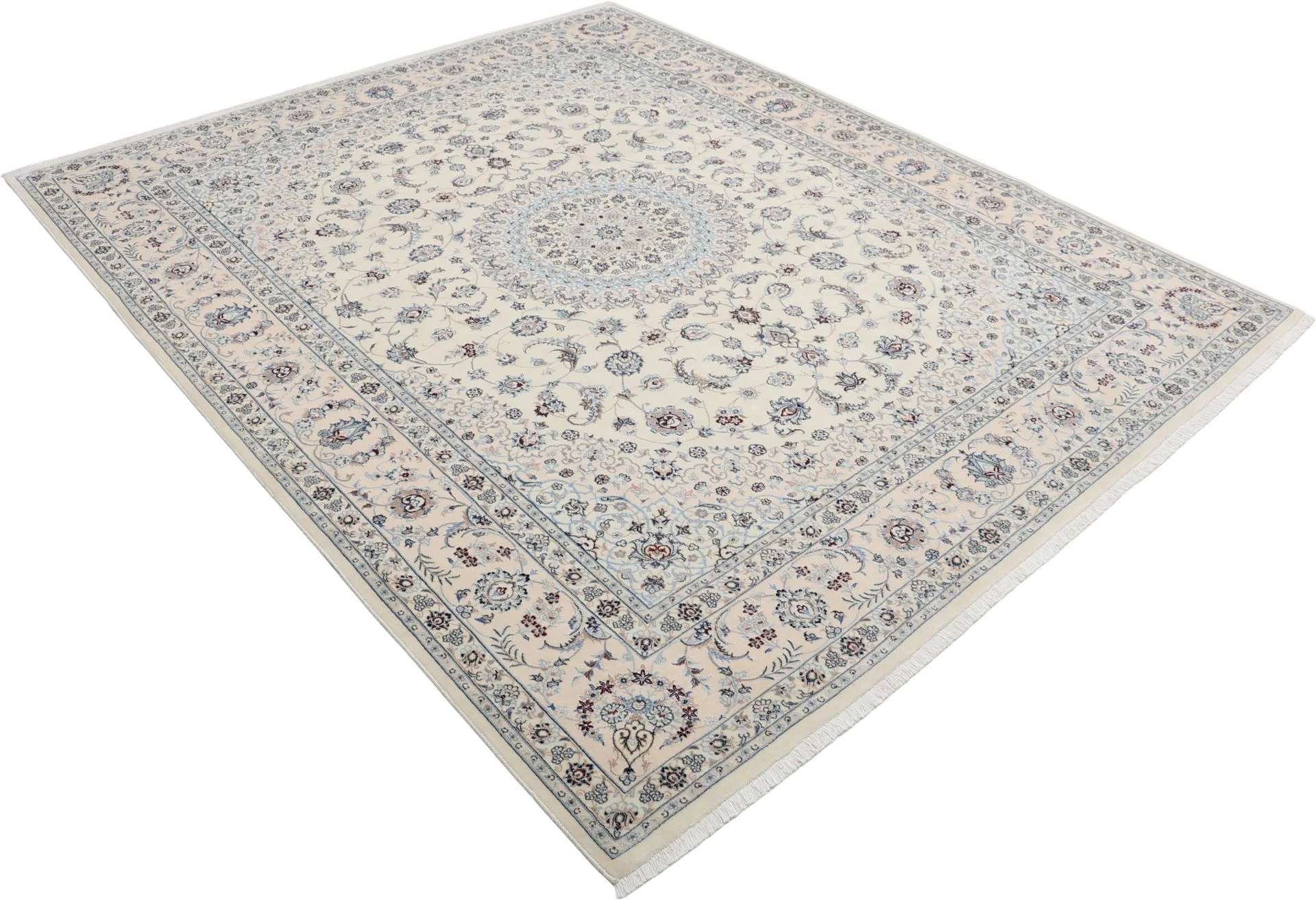 Nain Persian Rug — hand-knotted, 198 × 243 cm, Wool & Silk