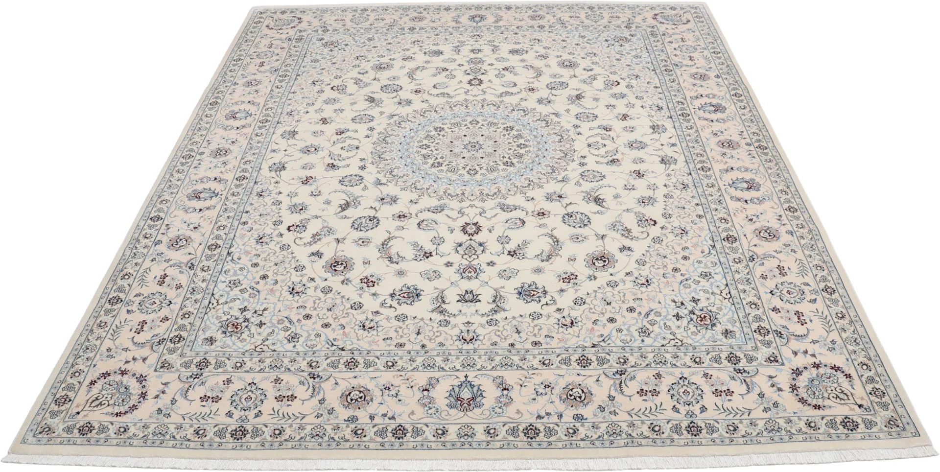 Nain Persian Rug — hand-knotted, 198 × 243 cm, Wool & Silk