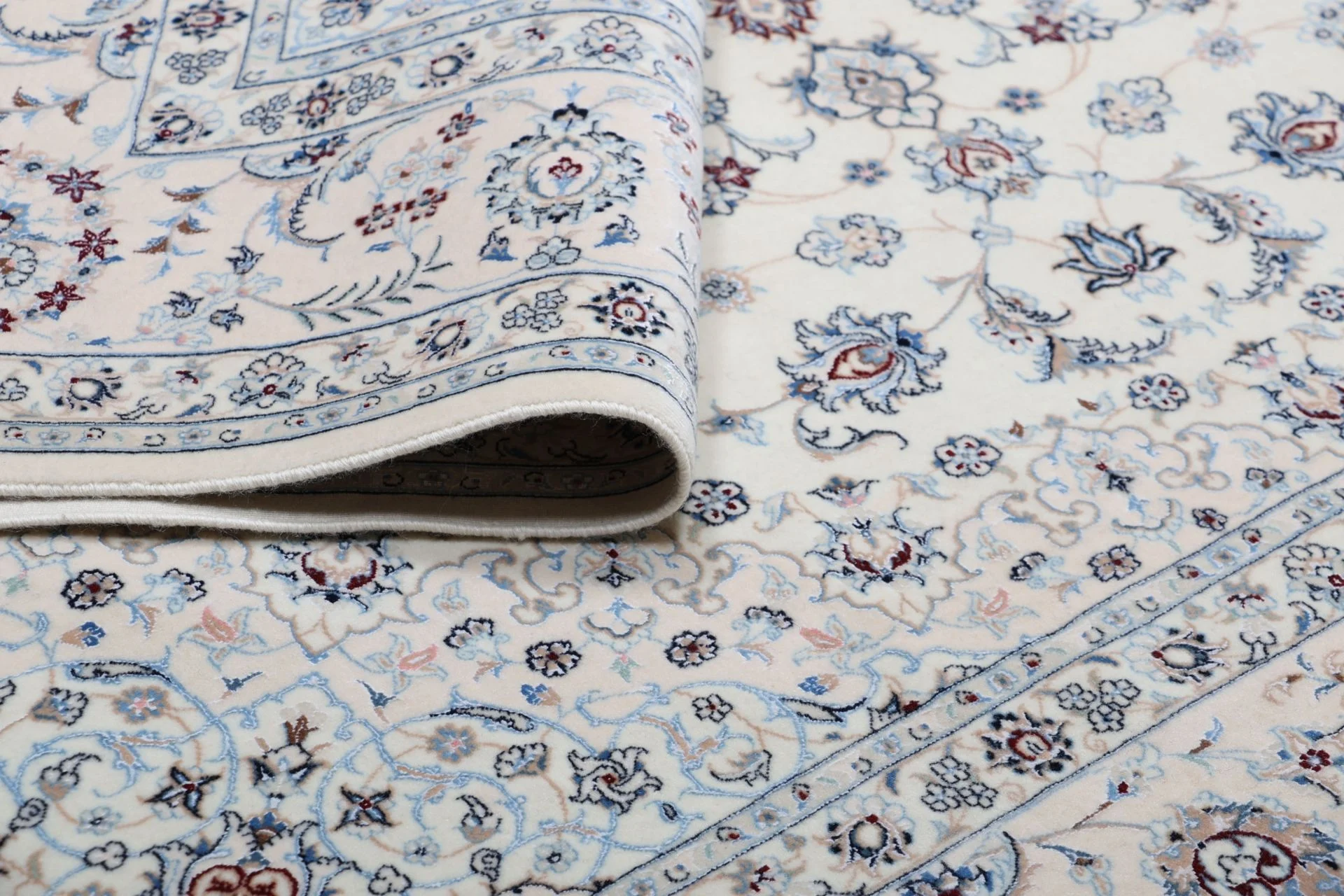Nain Persian Rug — hand-knotted, 198 × 243 cm, Wool & Silk