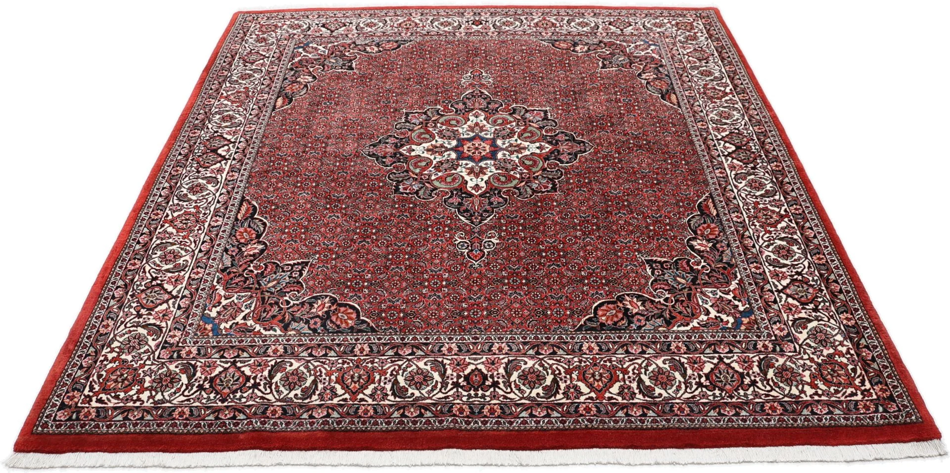 Hand-Knotted Wool & Silk Bijar Persian Rug, 205 × 220 cm