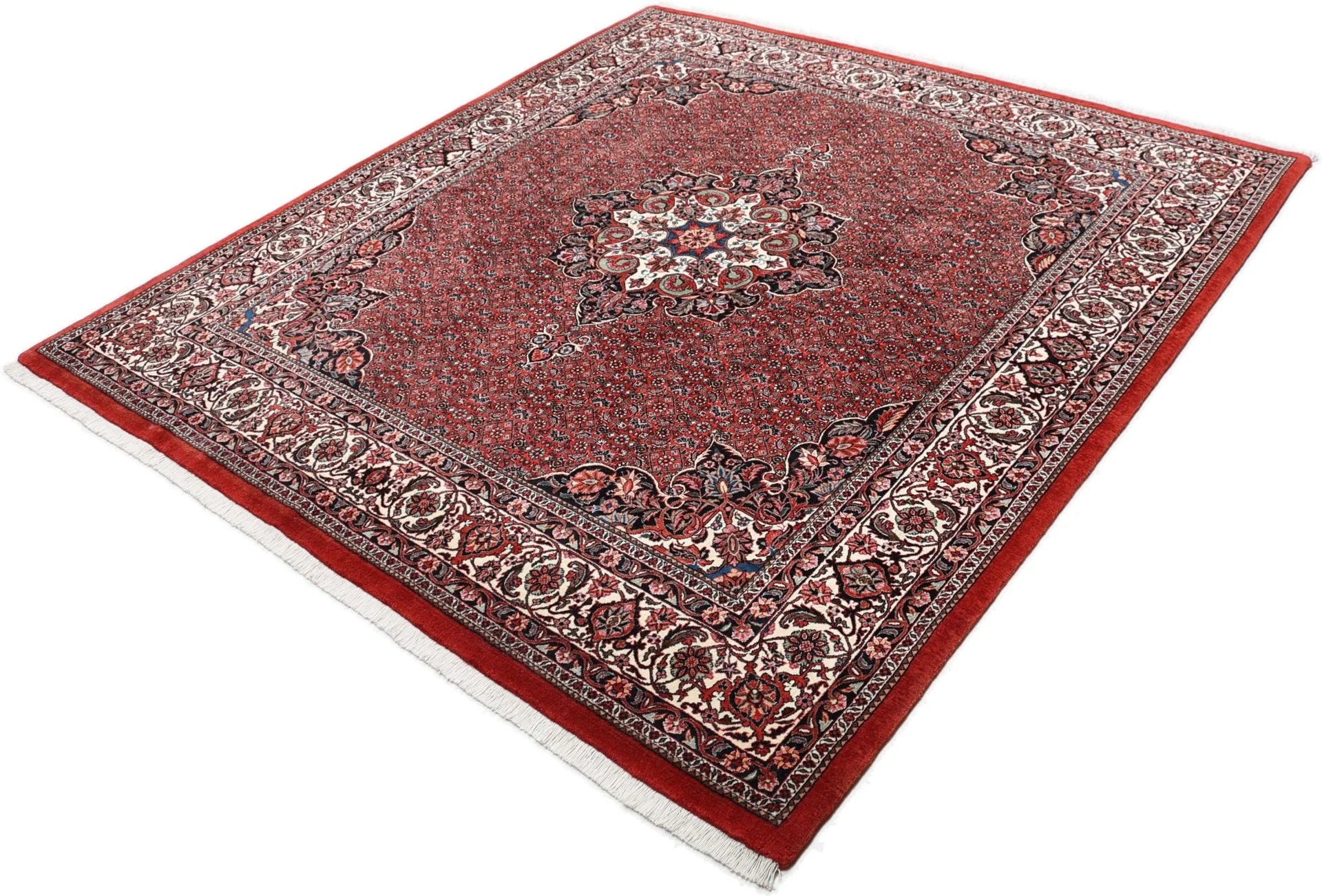 Hand-Knotted Wool & Silk Bijar Persian Rug, 205 × 220 cm