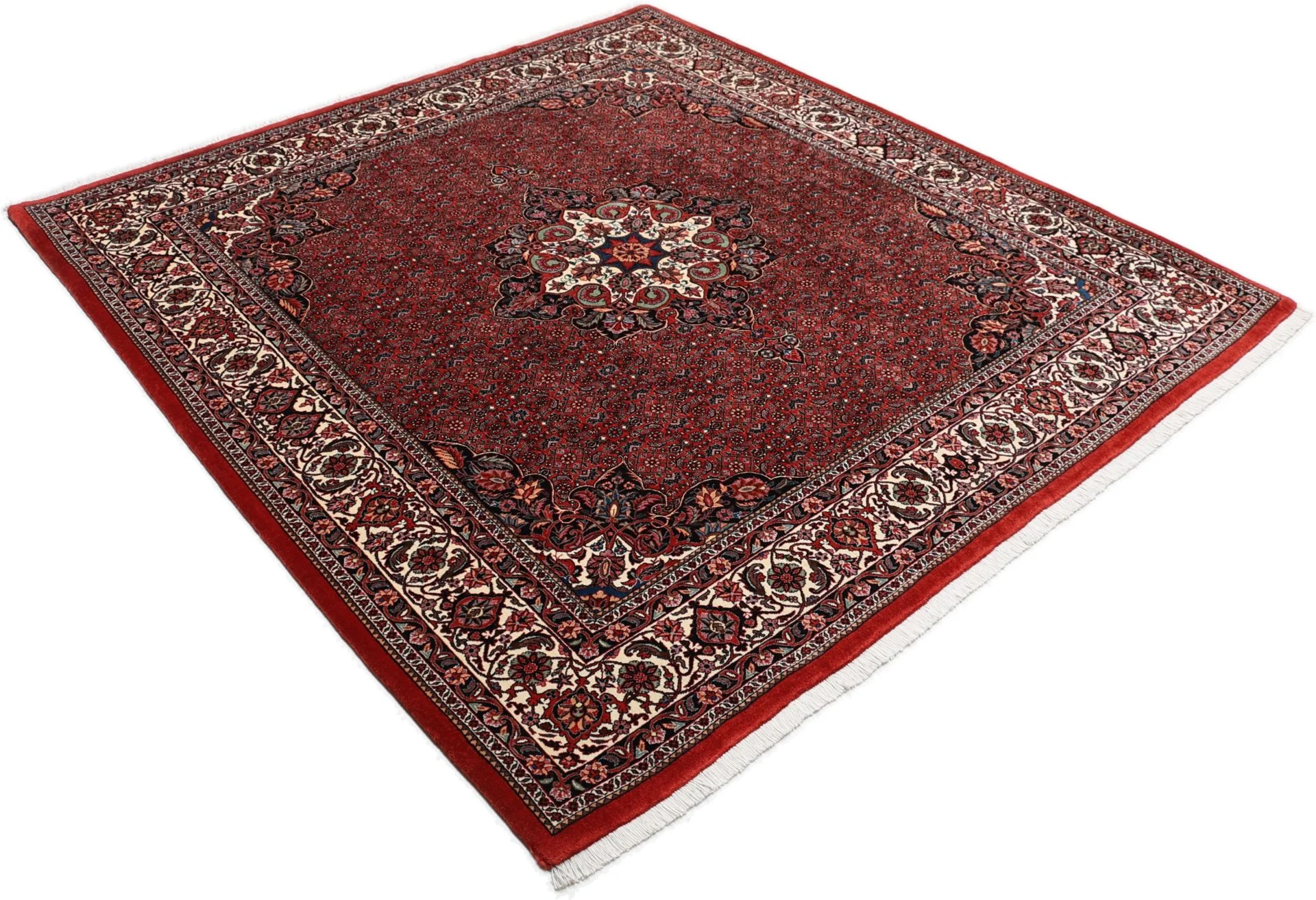 Hand-Knotted Wool & Silk Bijar Persian Rug, 205 × 220 cm