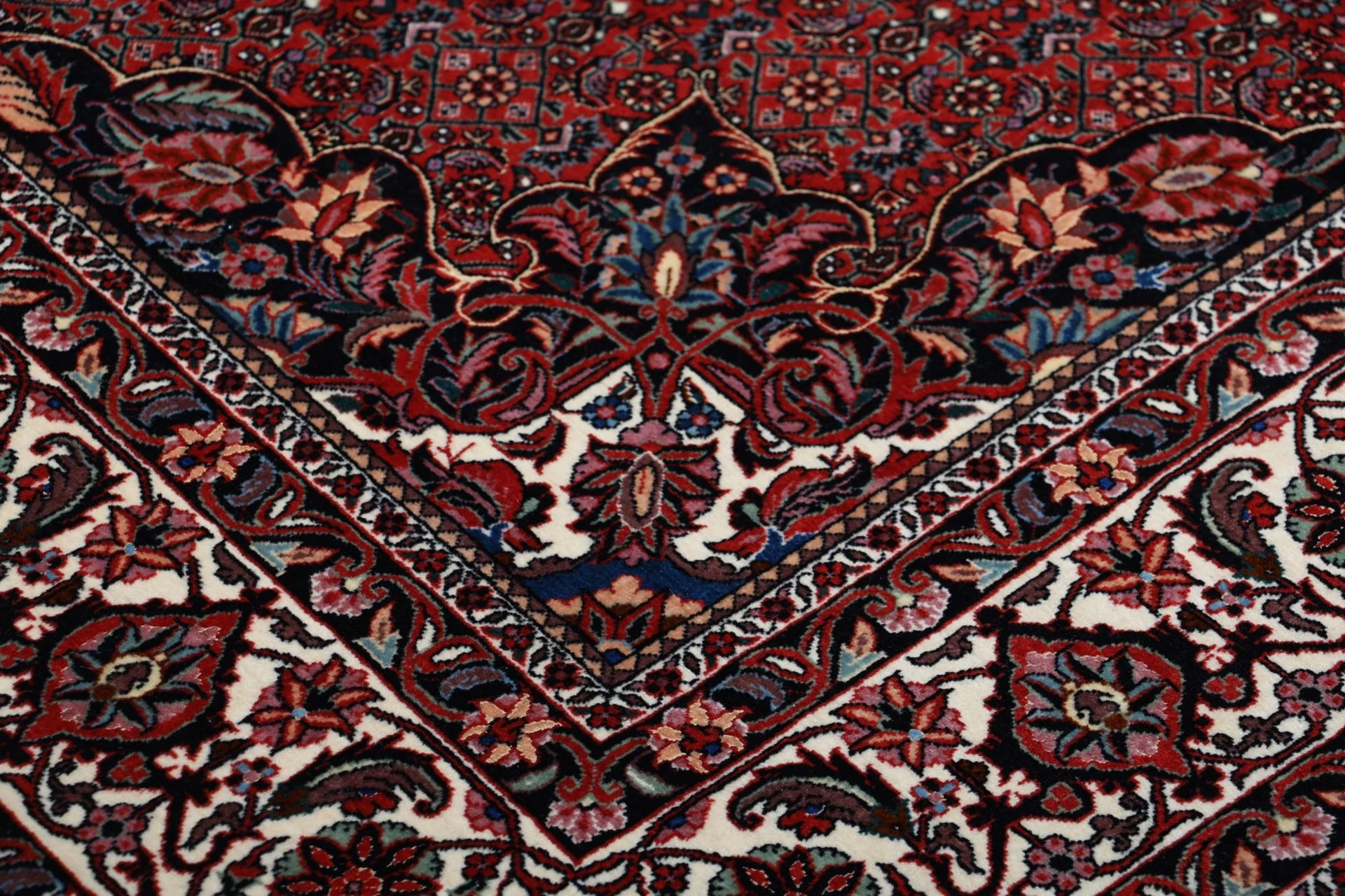 Hand-Knotted Wool & Silk Bijar Persian Rug, 205 × 220 cm