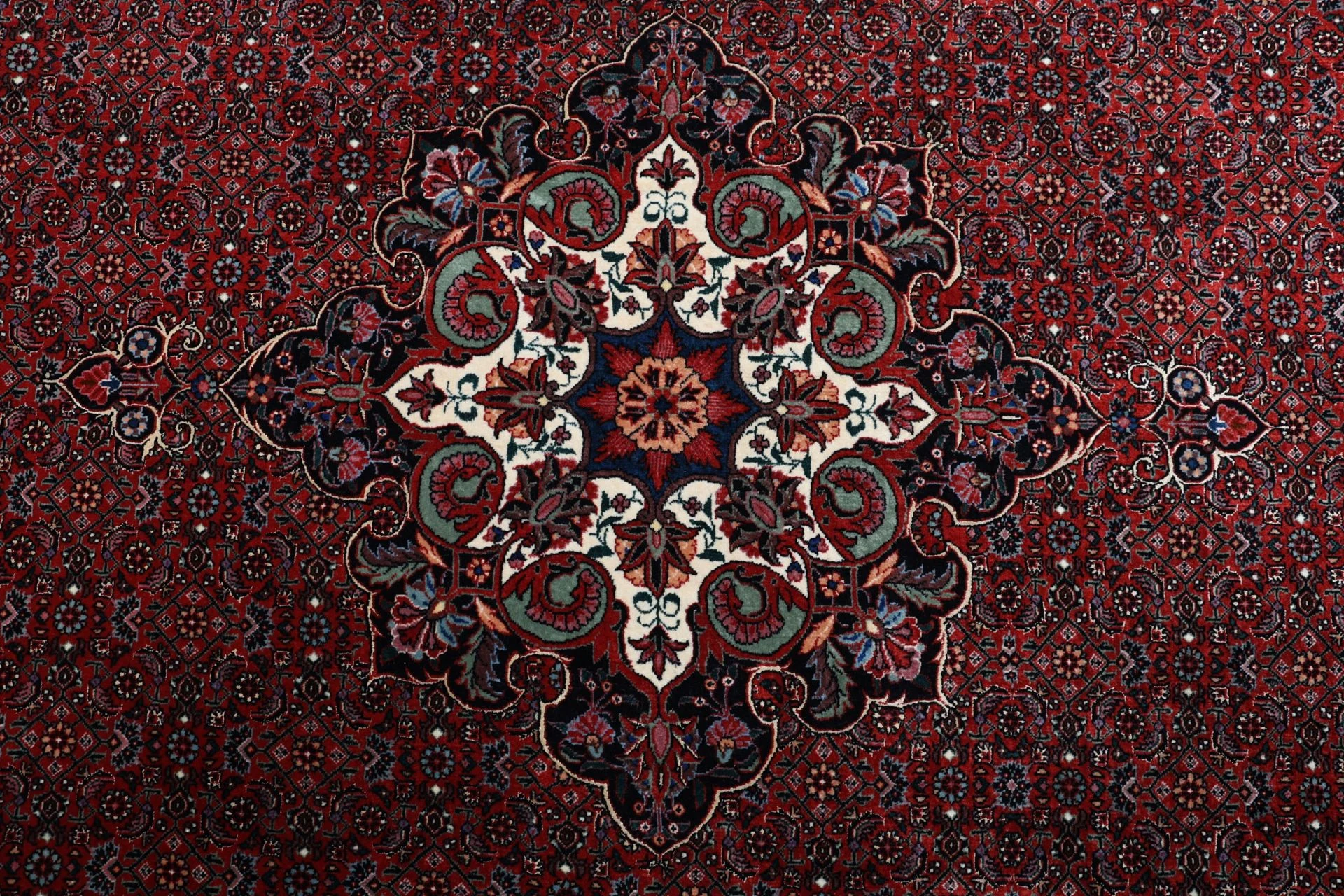 Hand-Knotted Wool & Silk Bijar Persian Rug, 205 × 220 cm
