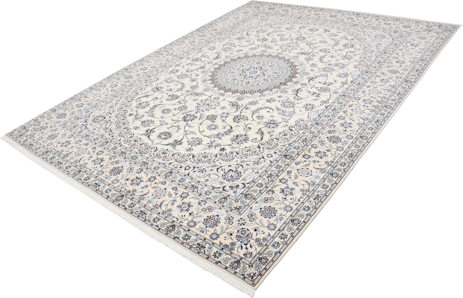 Nain Persian Rug — hand-knotted, 255 × 357 cm, Wool & Silk