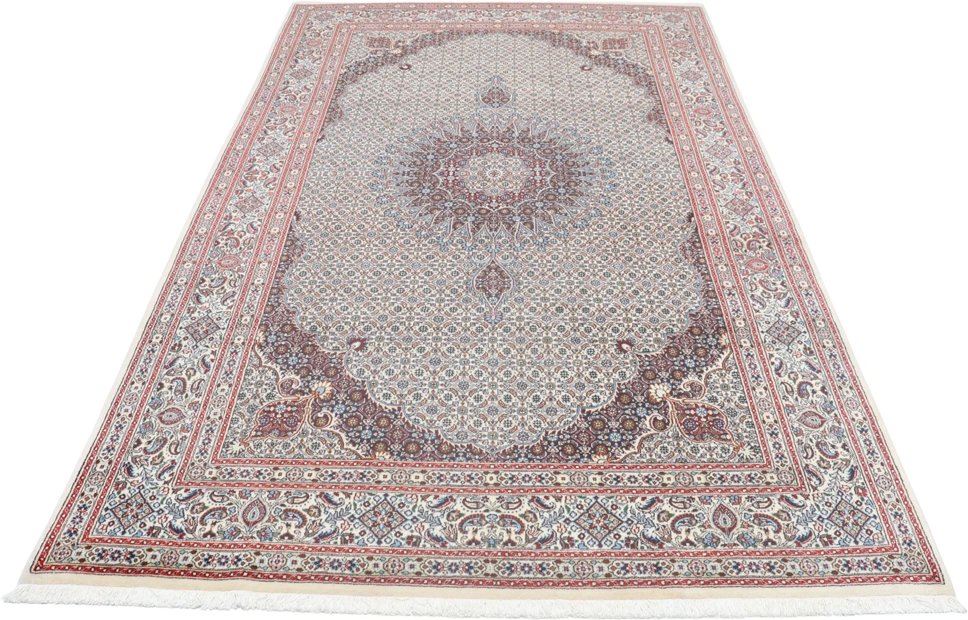 Moud Persian Rug — hand-knotted, 195 × 300 cm, Wool & Silk