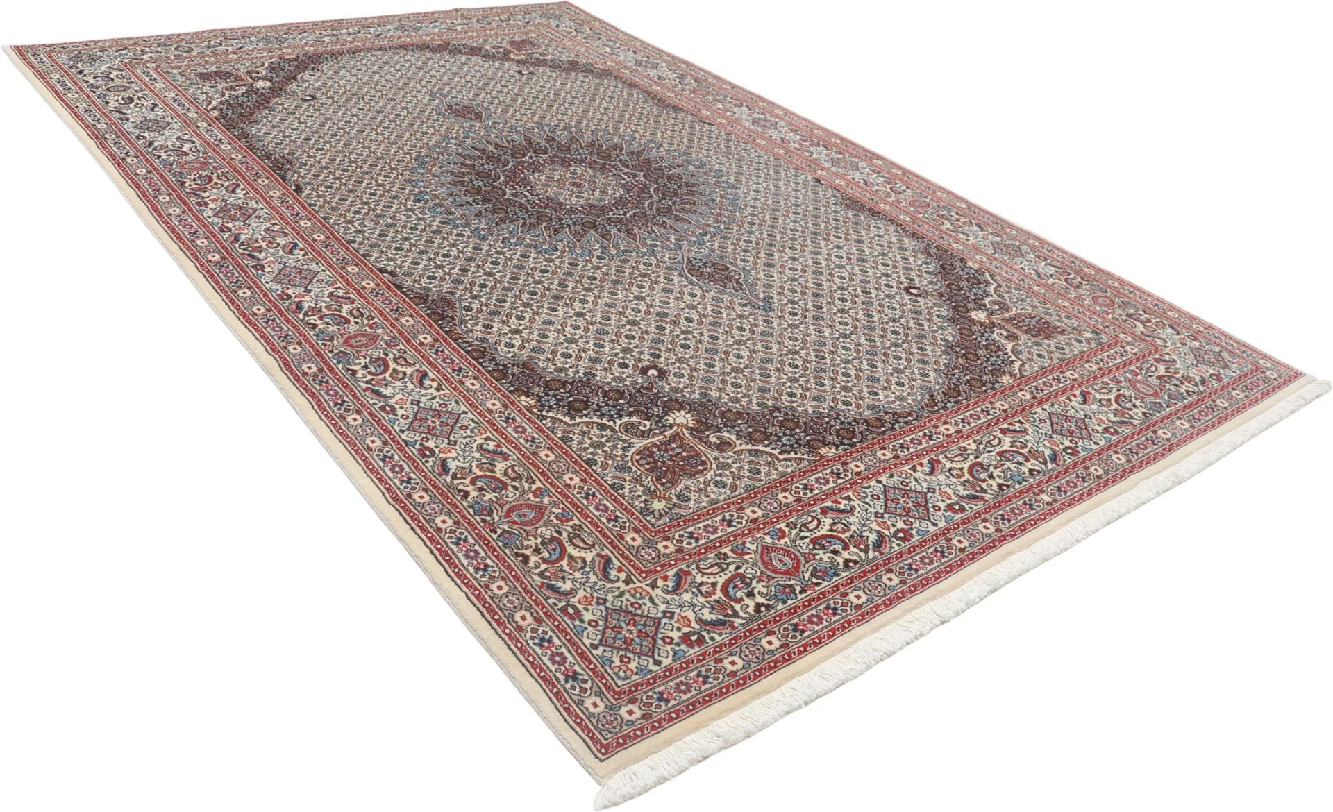 Moud Persian Rug — hand-knotted, 195 × 300 cm, Wool & Silk
