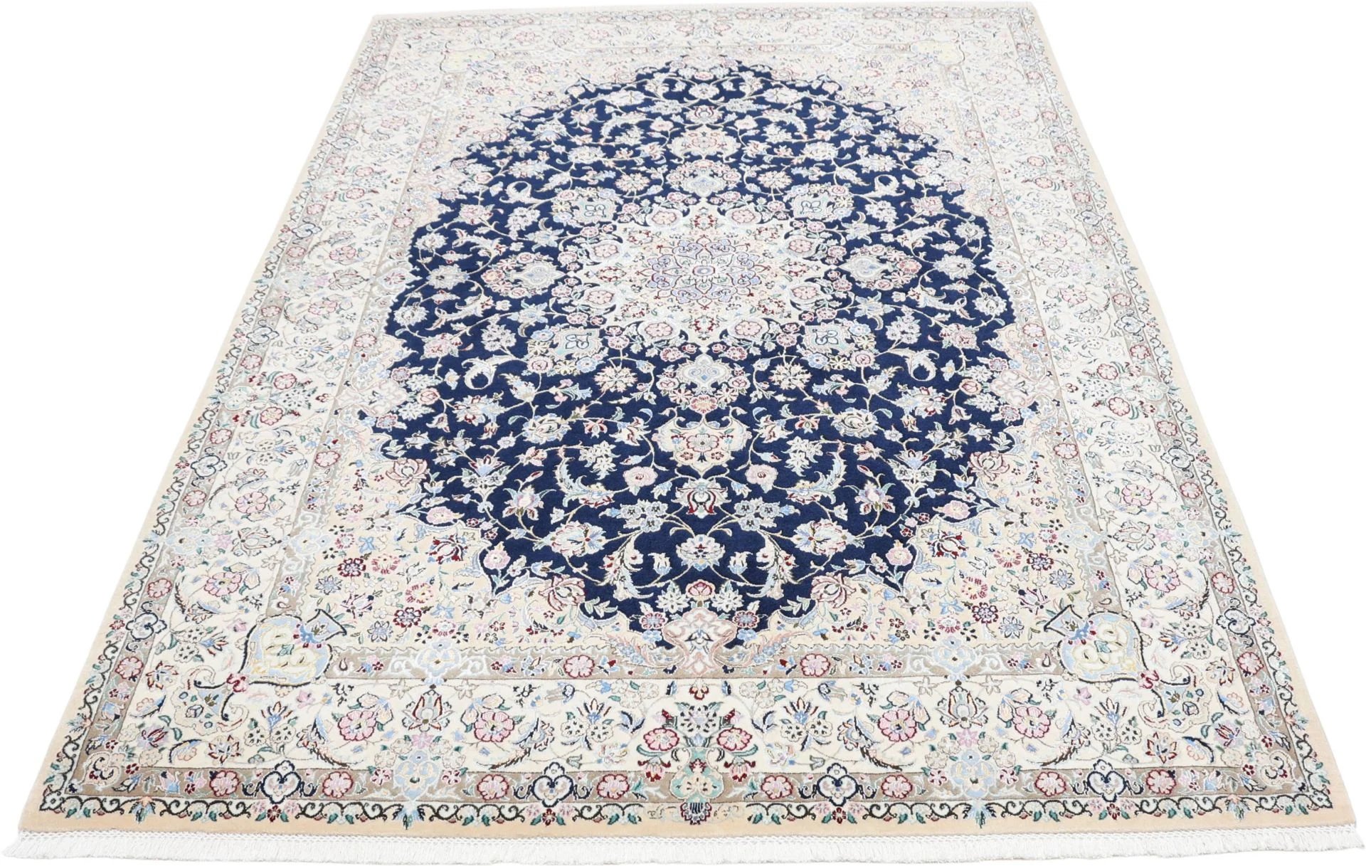 Nain Persian Rug — hand-knotted, 168 × 238 cm, Wool & Silk