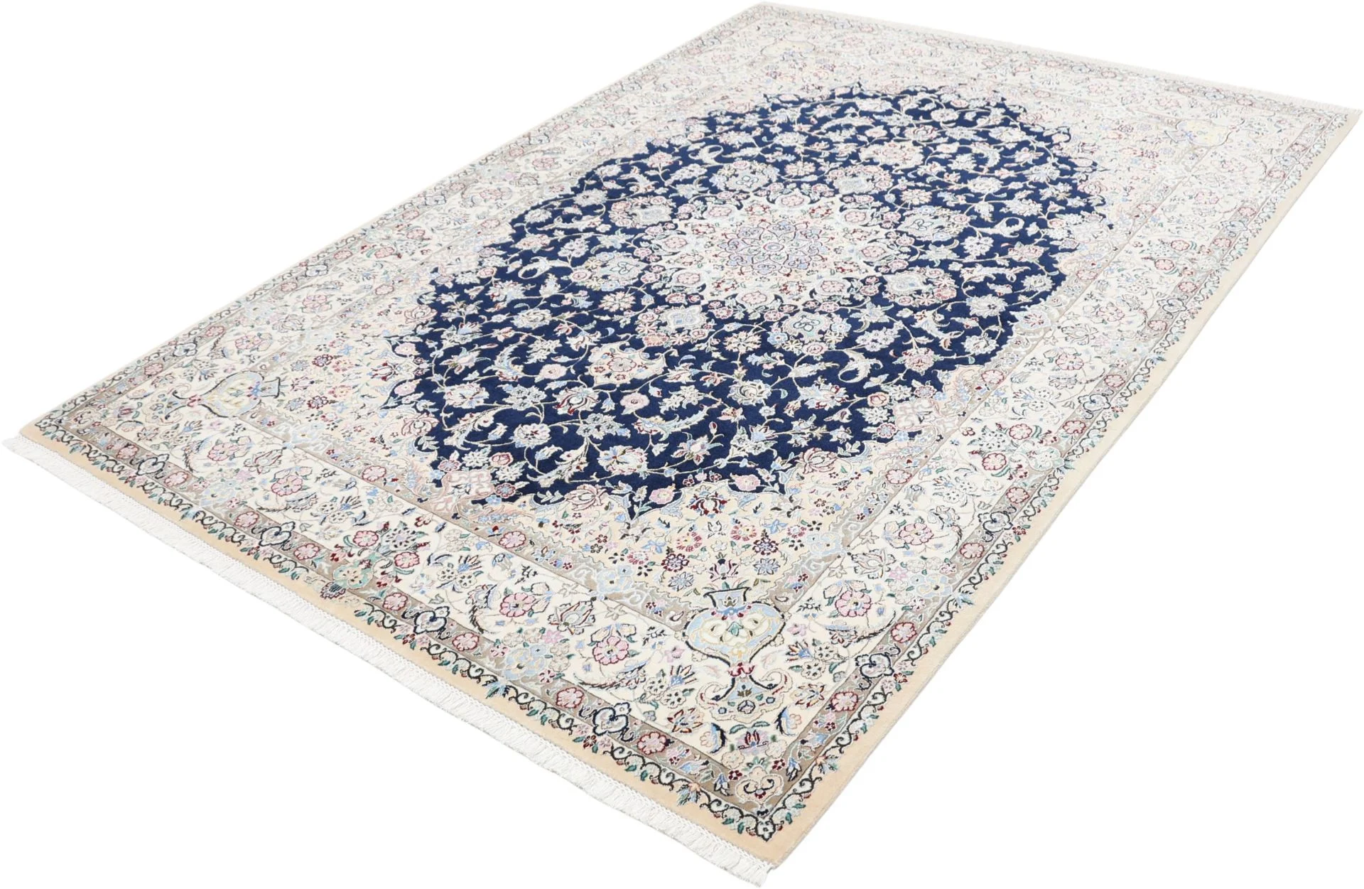 Nain Persian Rug — hand-knotted, 168 × 238 cm, Wool & Silk
