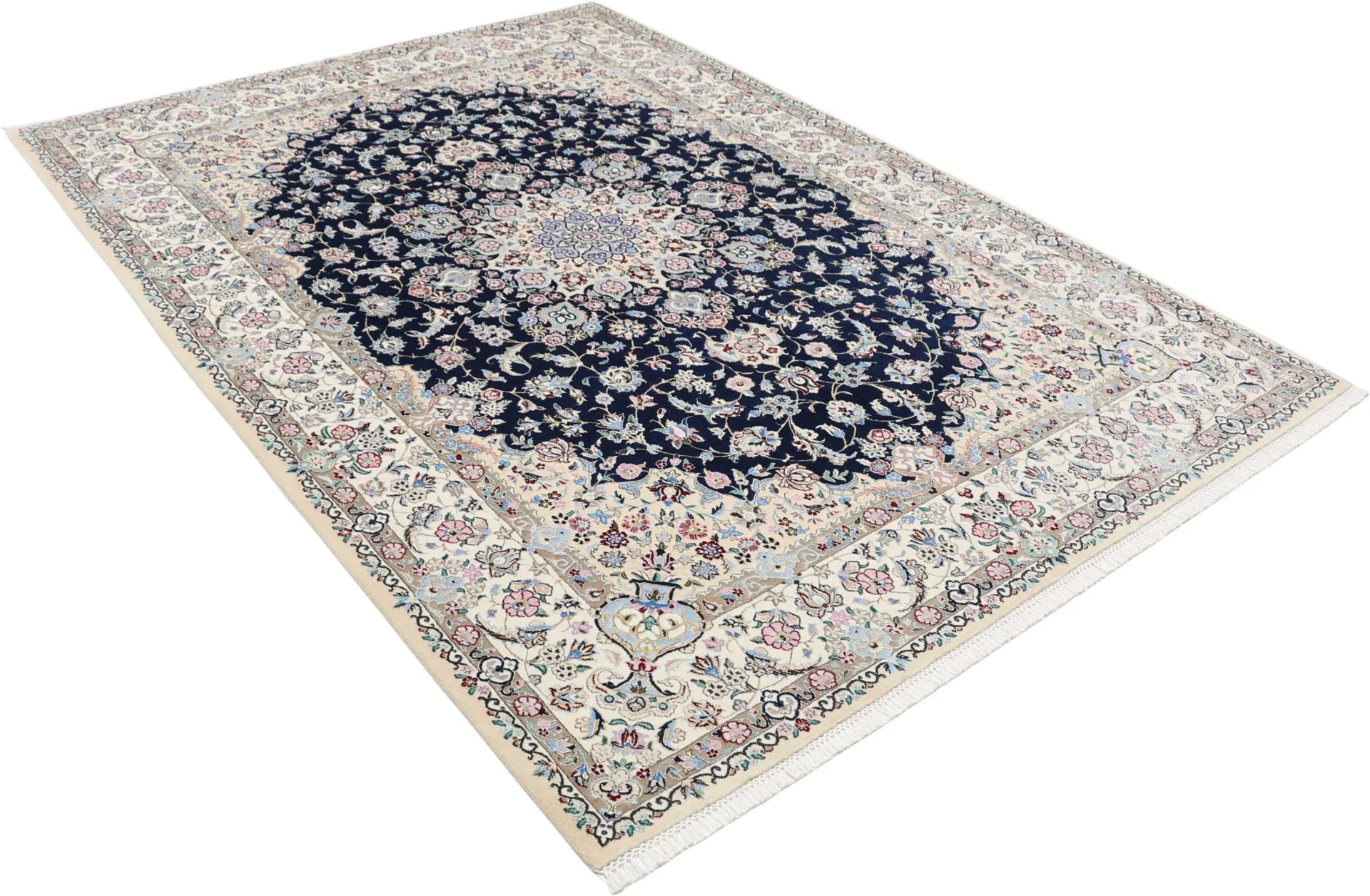 Nain Persian Rug — hand-knotted, 168 × 238 cm, Wool & Silk