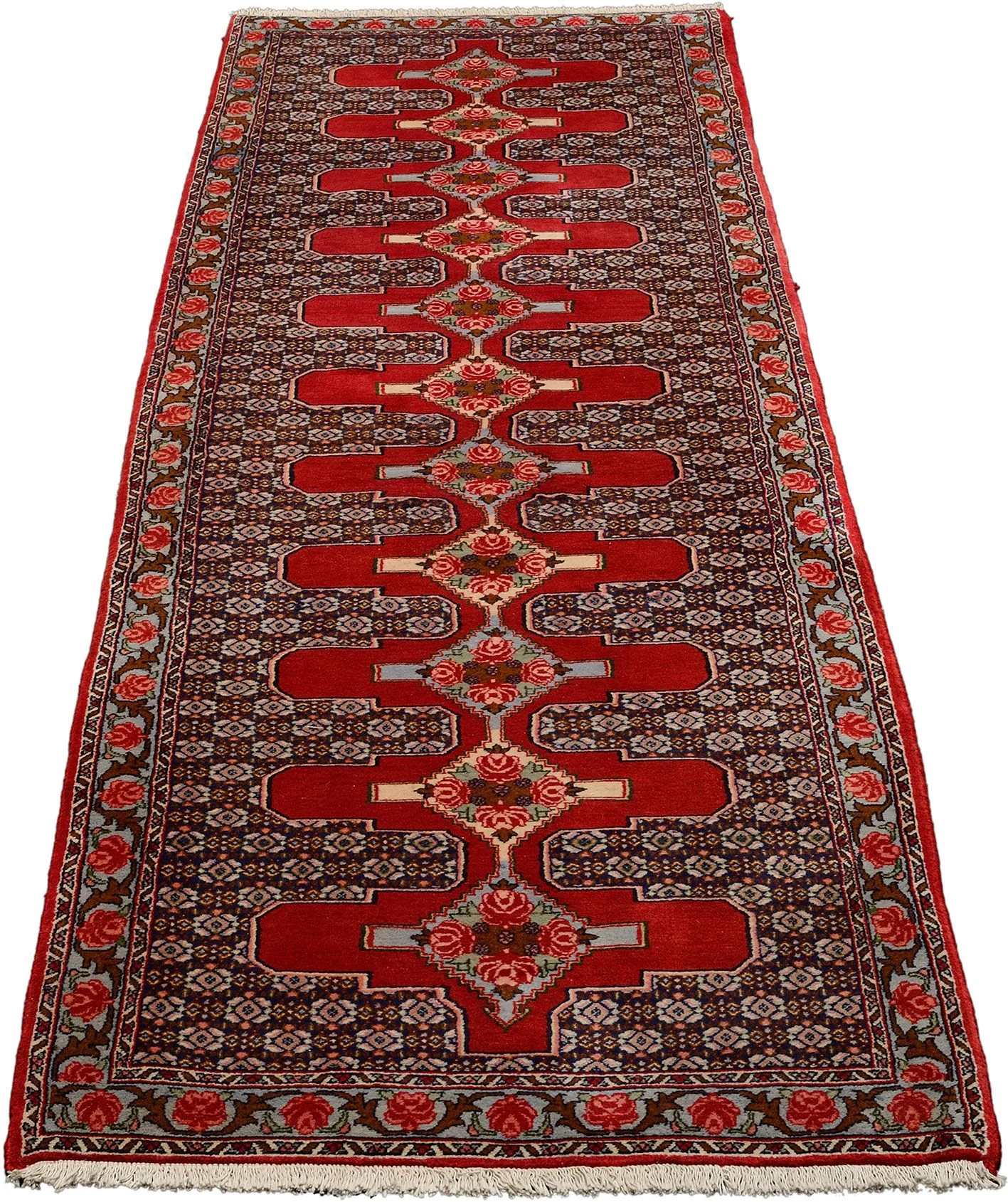 Hand-Knotted Wool Senneh Persian Rug, 95 × 335 cm